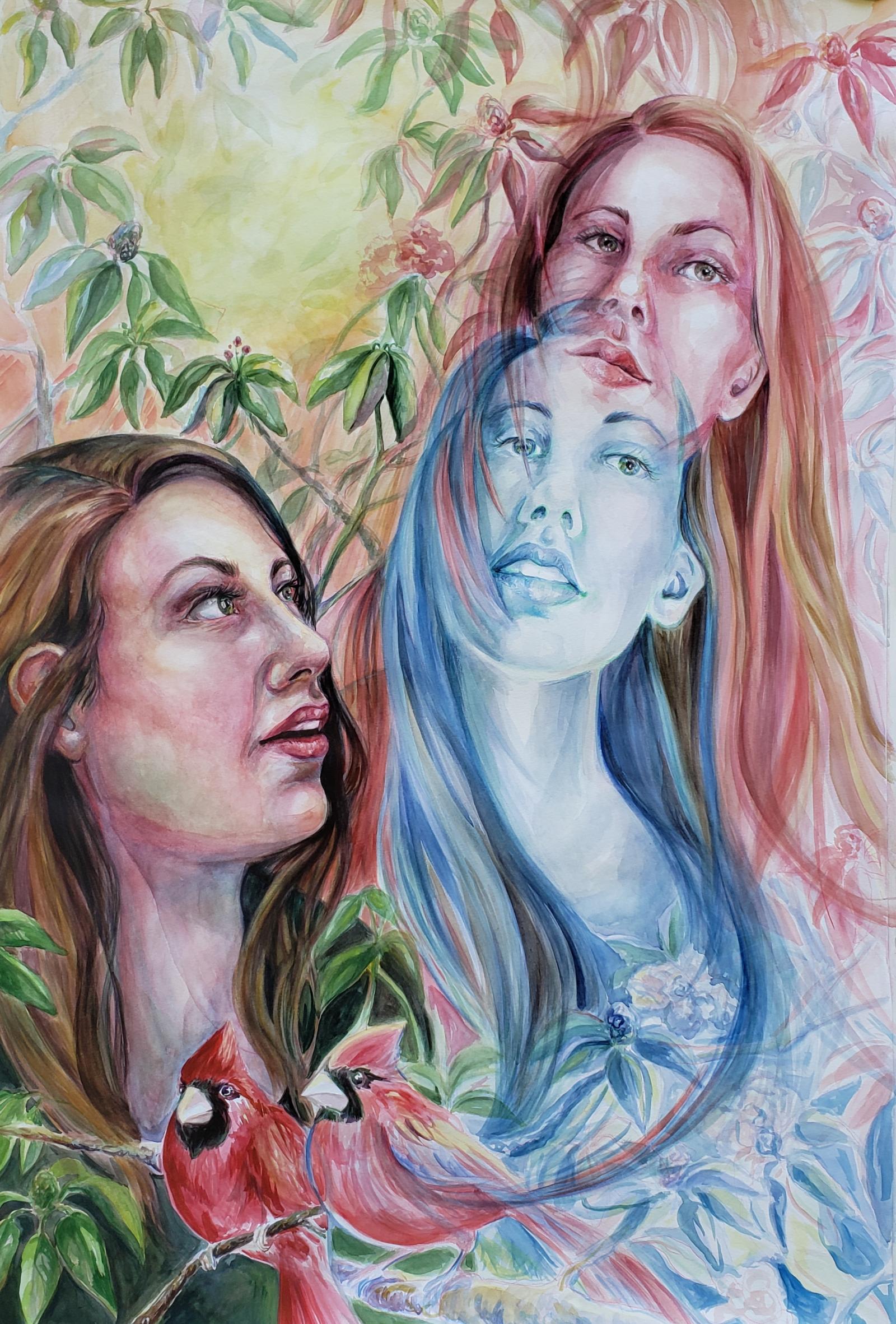 An allegorical triple self portrait.