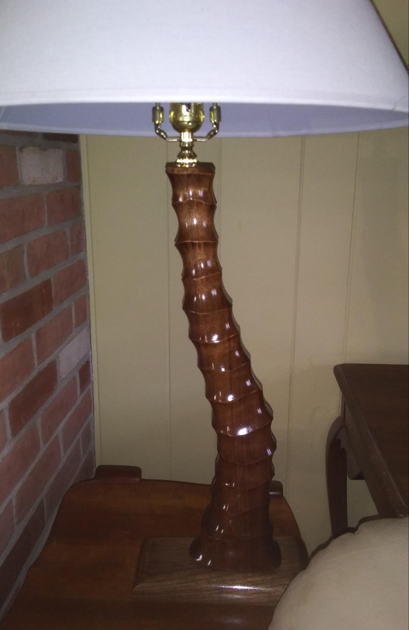 Walnut table lamp.