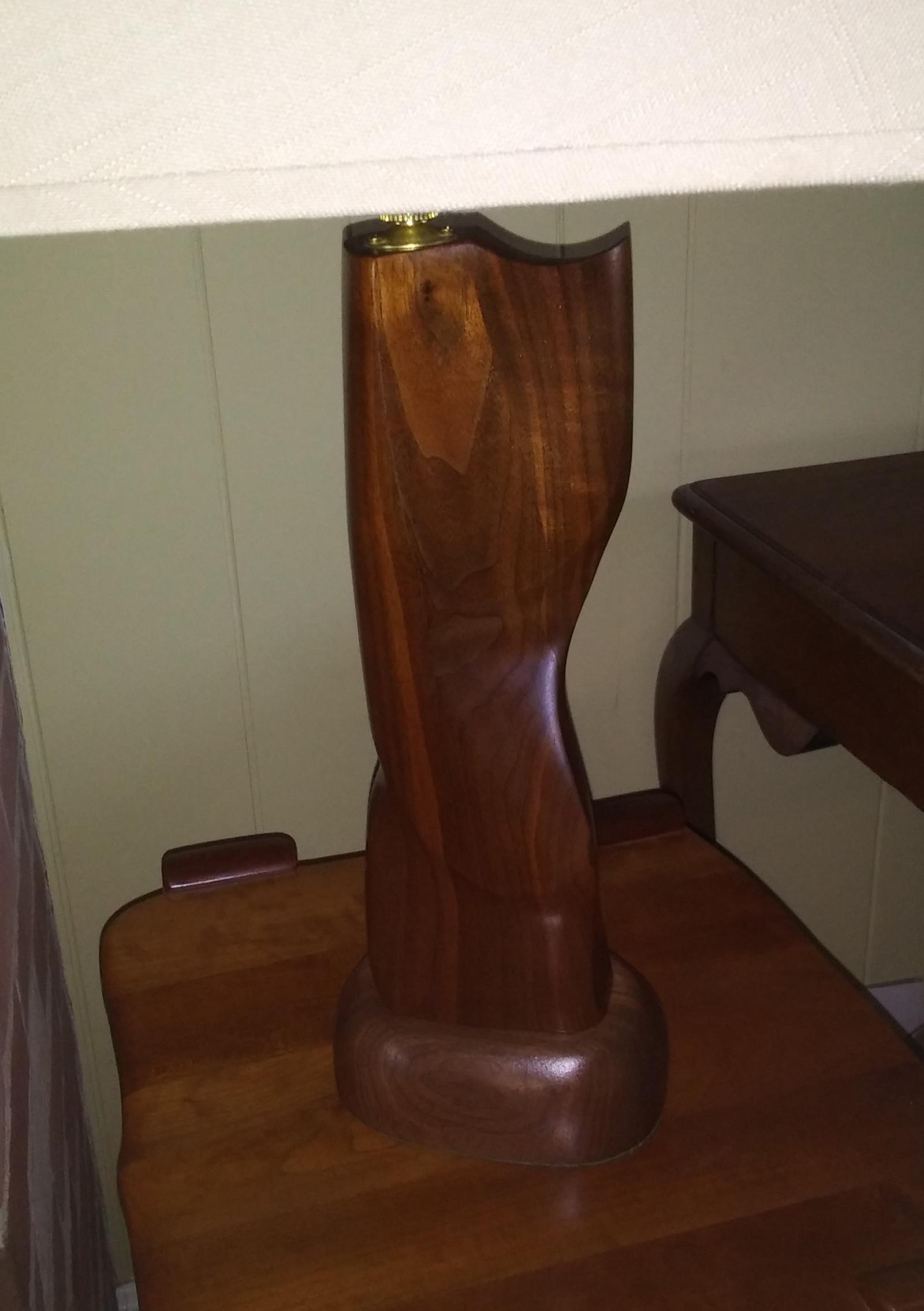 Sculpted black walnut table or desk lamp.