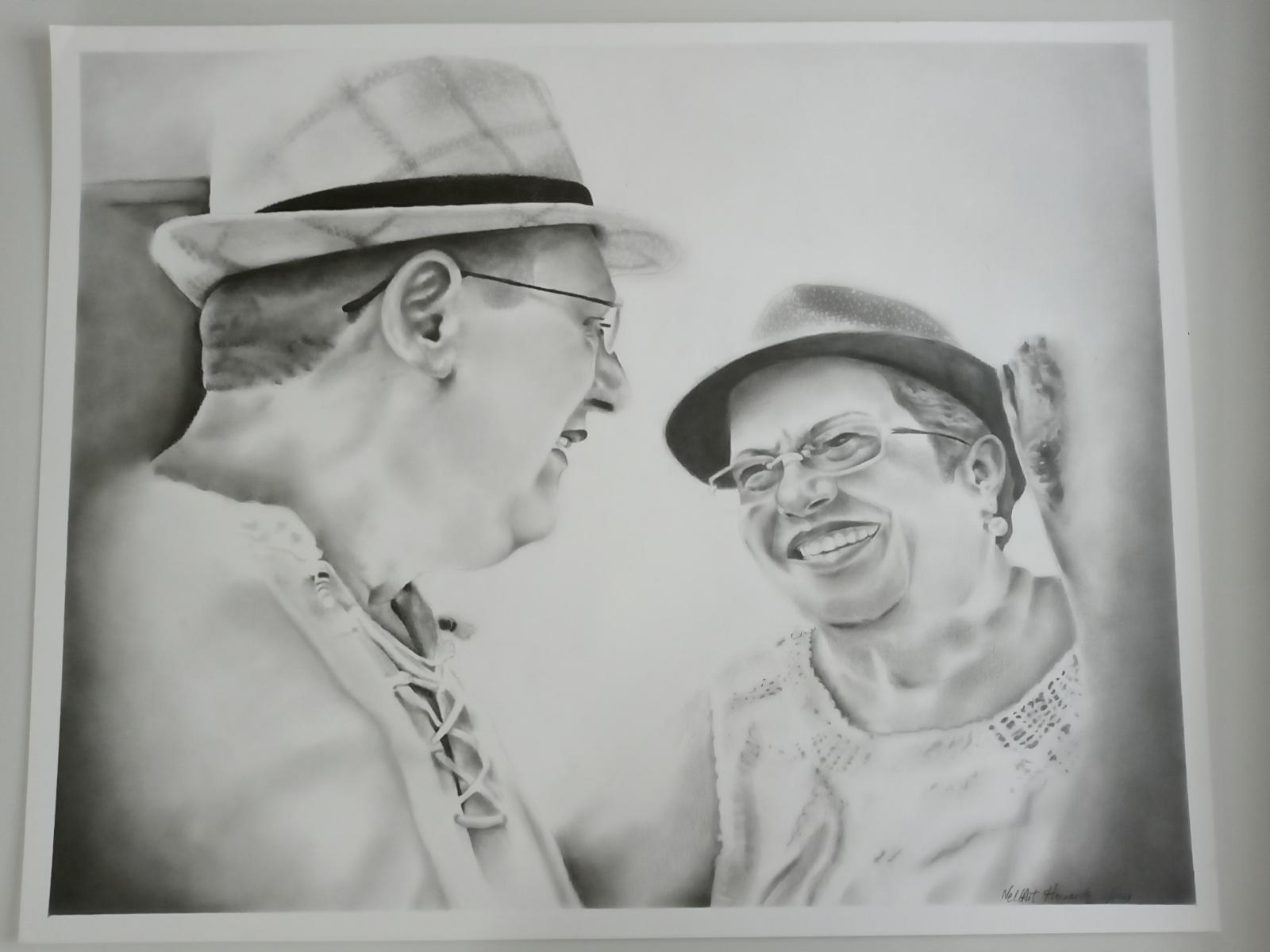 Portrait of a Puerto Rican couple celebrating their anniversary. I titled it "Remembering is Living" because not only is to remember, and honor their years together but also to remember she was my Spanish teacher when I was a child.