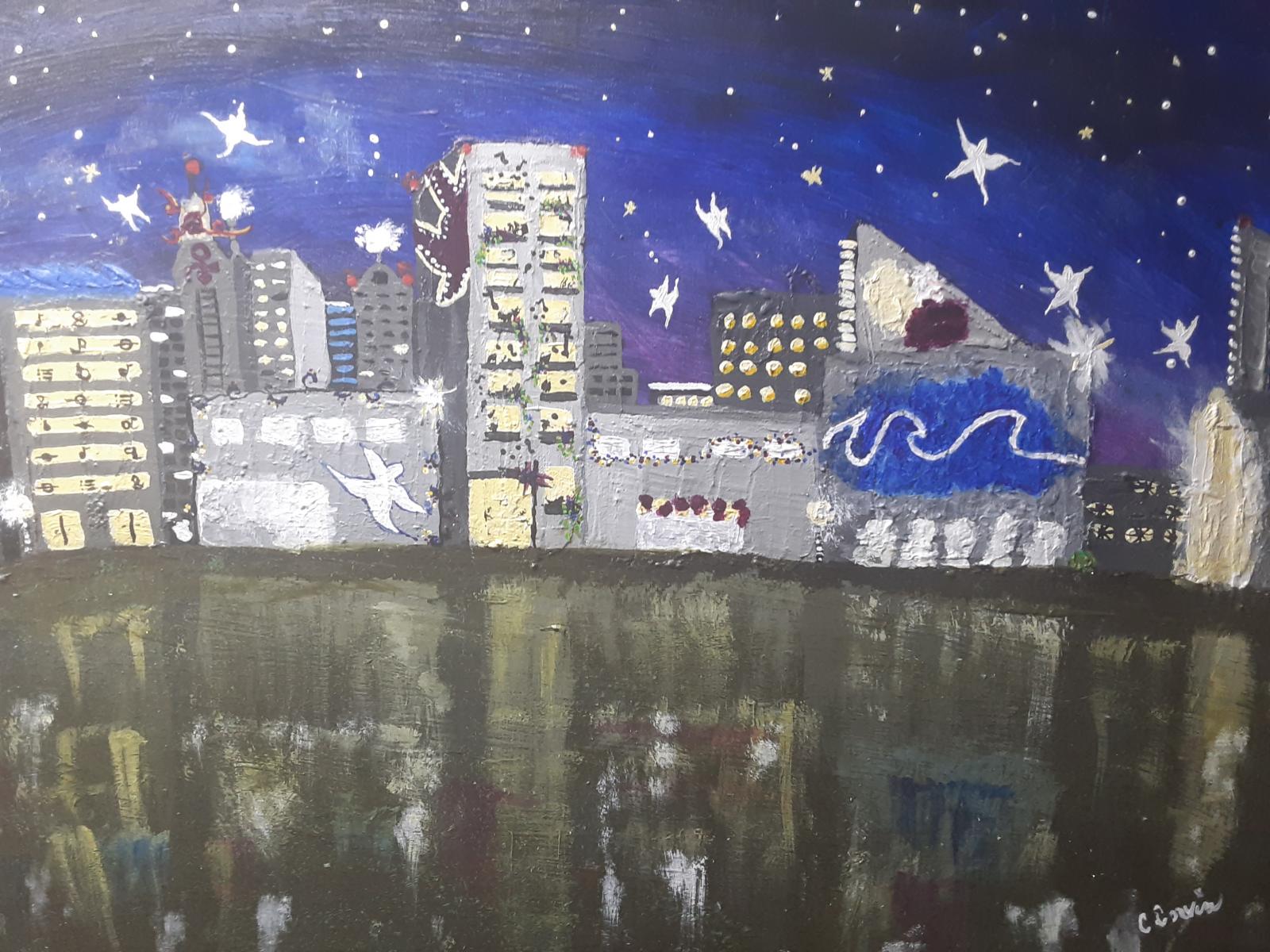 My interpretation, a view of the Inner Harbor.