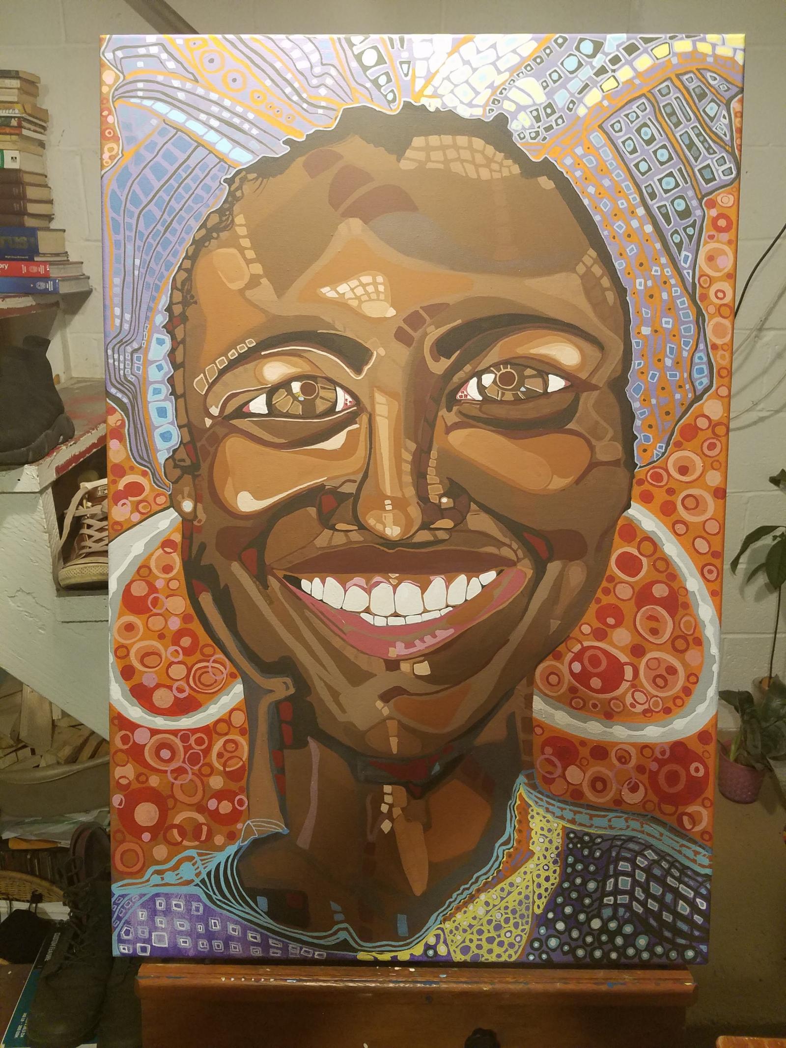original piece 
Hebrew woman, beautiful smile, large ear rings, blue vesture, spiritual
