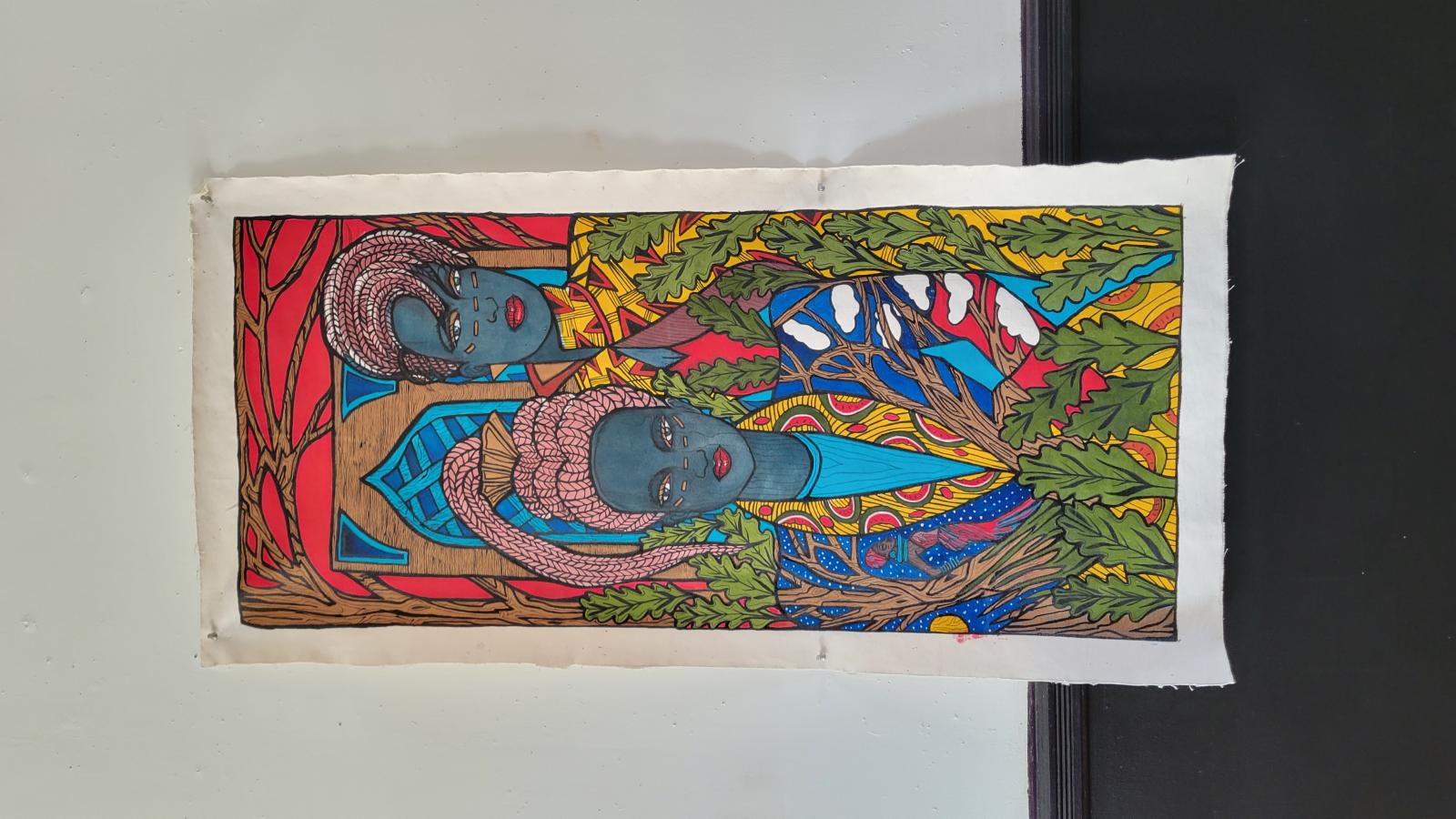 Acrylic ink on canvas wall hanging