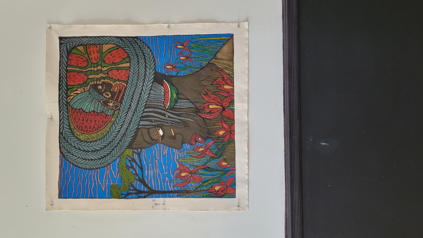 Acrylic ink on canvas wall hanging