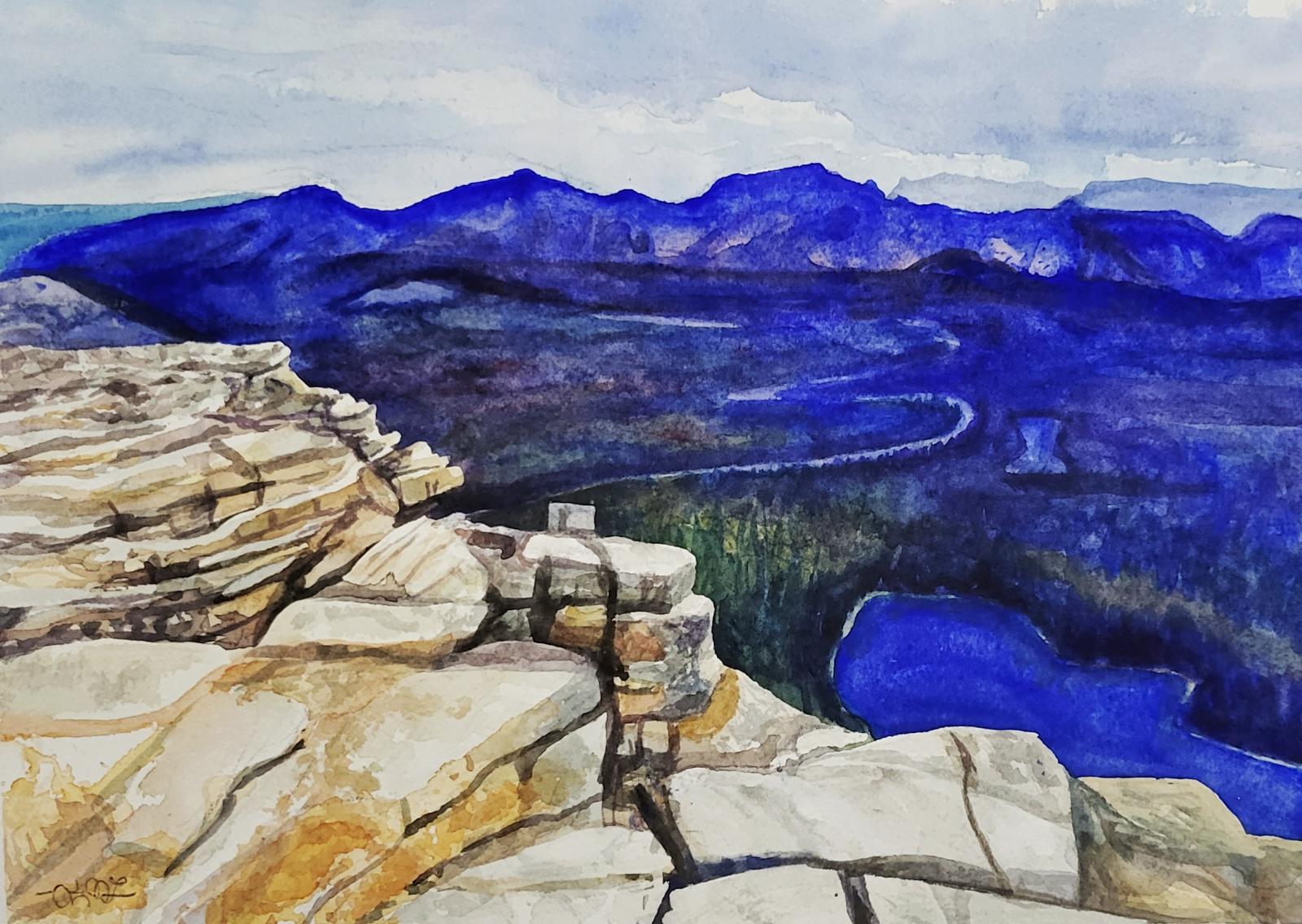 A painting of a view from the top of Bald Mountain in the Uintah mountains in Northeastern Utah.
