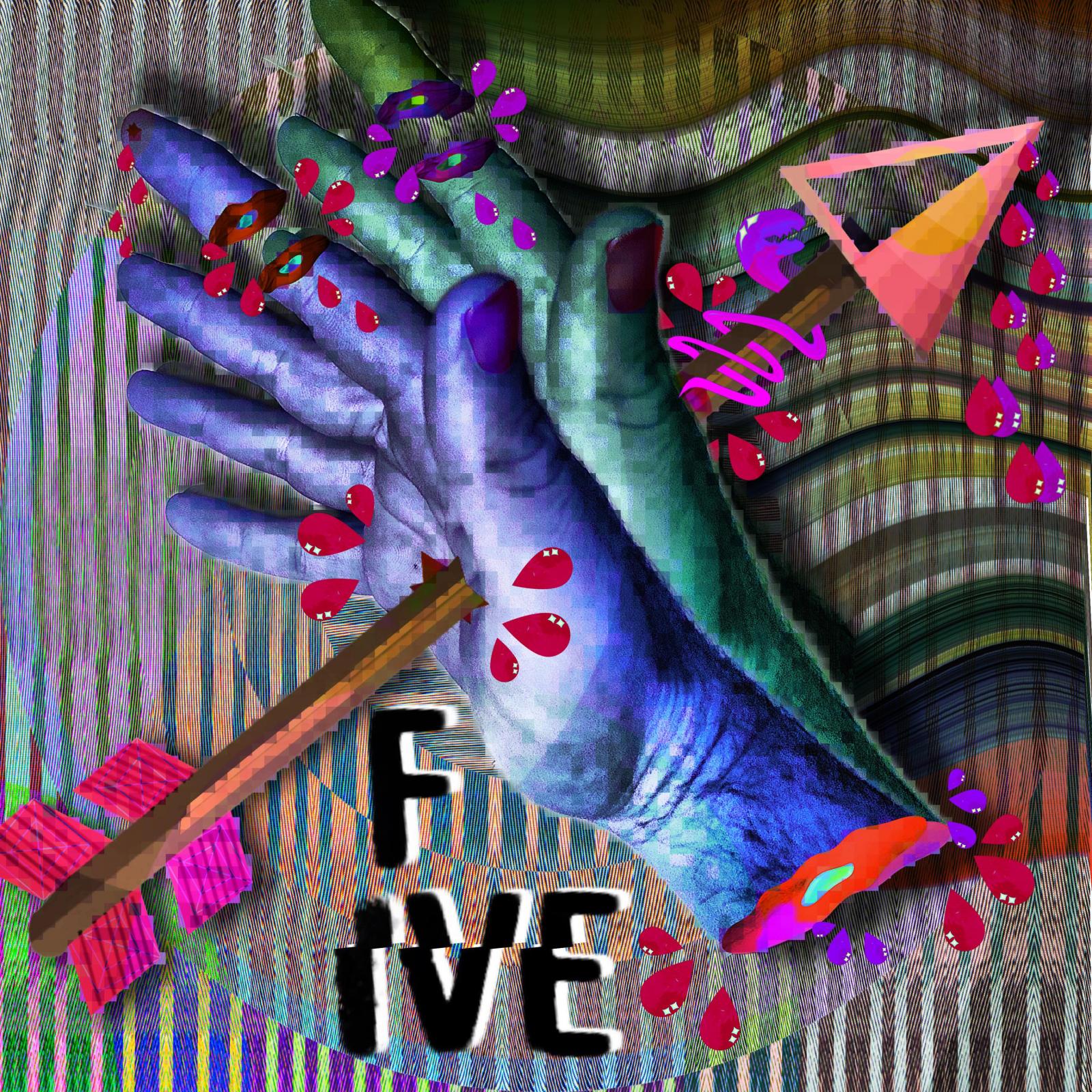 Digital Art with the word FIVE as the centerpiece.