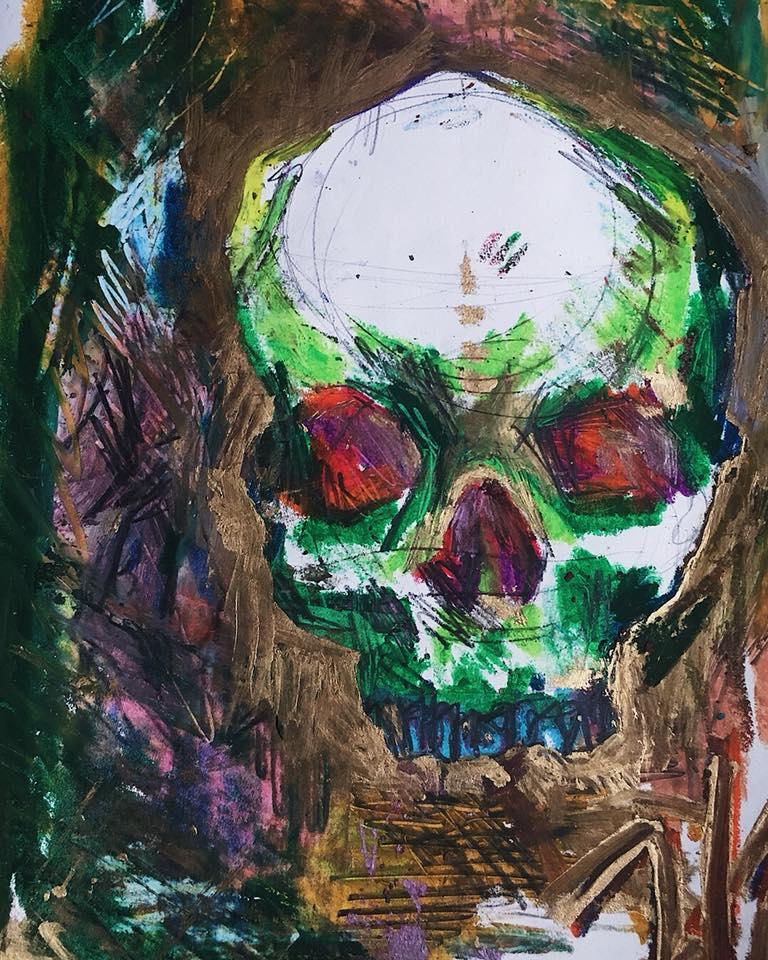 Mixed Media Abstracted Skull Study