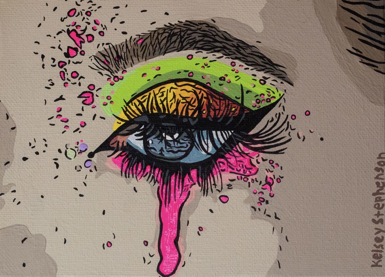 Abstract painting of makeup model on canvas by Kelsey Stephenson
