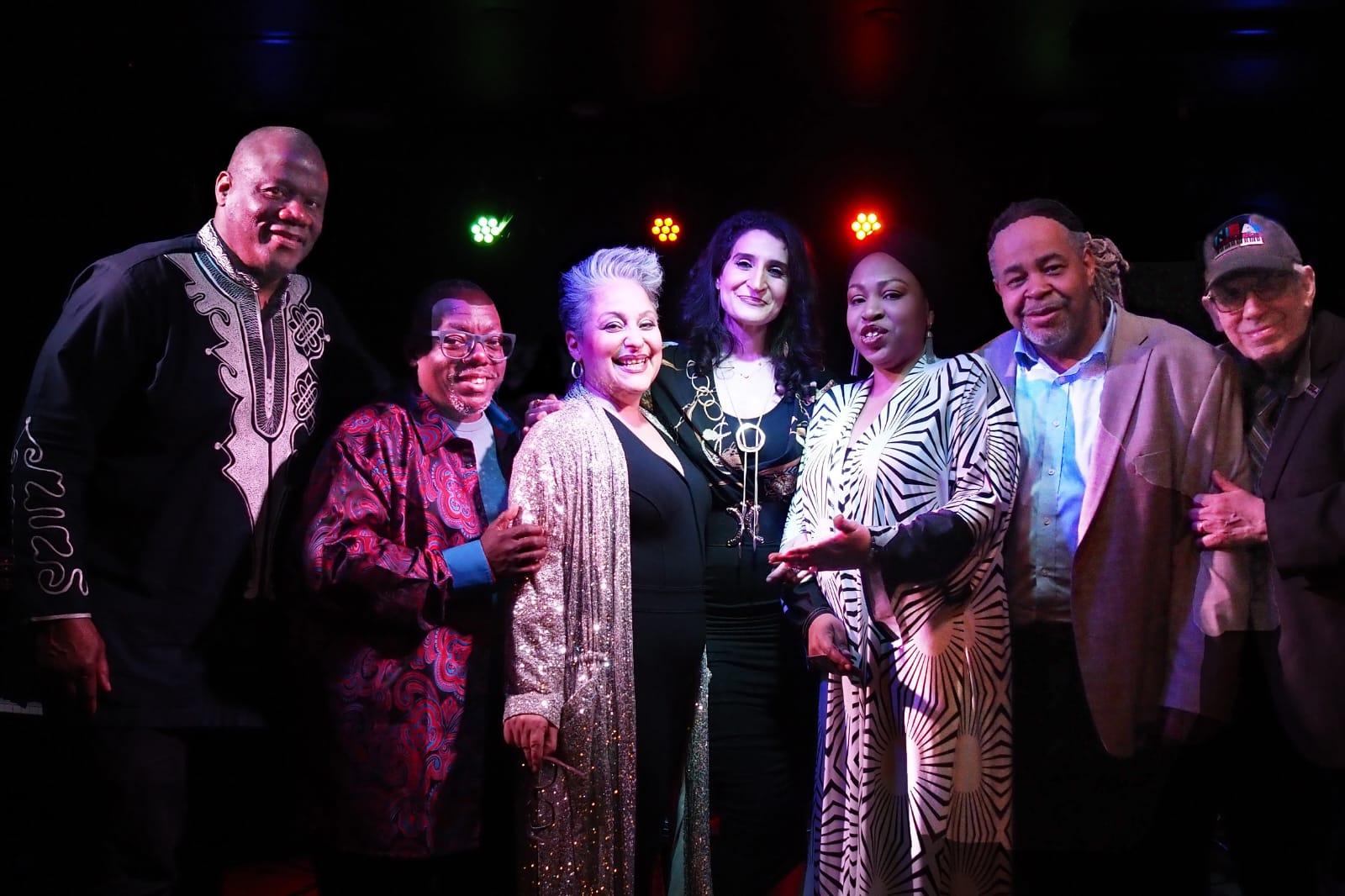Photo of the band for the To Sassy With Love show at Keystone Korner Baltimore in 2024.
from left to right: Obasi Akoto, Cyrus Chestnut, Anna-Lisa Kirby, Irene Jalenti, Charenee Wade, Eric Kennedy and Todd Barkan