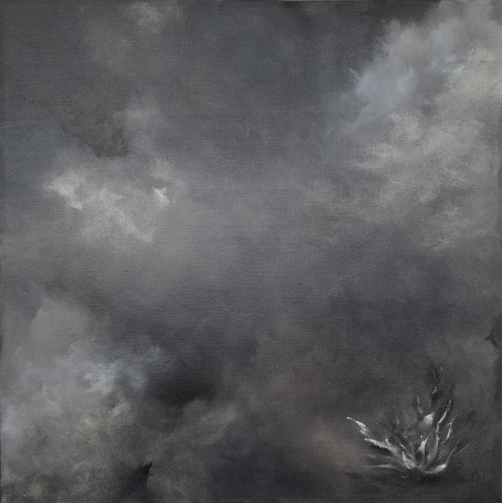 This painting deals with the idea of layers of memory, one memory leading to another. Some memories are distinct, some are fuzzy. It is also about relative darkness and light, and that moment of illumination, or a spark.
Metallic silver paint causes the image to appear differently depending on how the light hits it, or the angle from which it is viewed, making for a dynamic painting. Painting is gallery wrapped. As such, there is no need for framing unless you so desire. The colours of the painting continue over the edges of the canvas on all four sides.