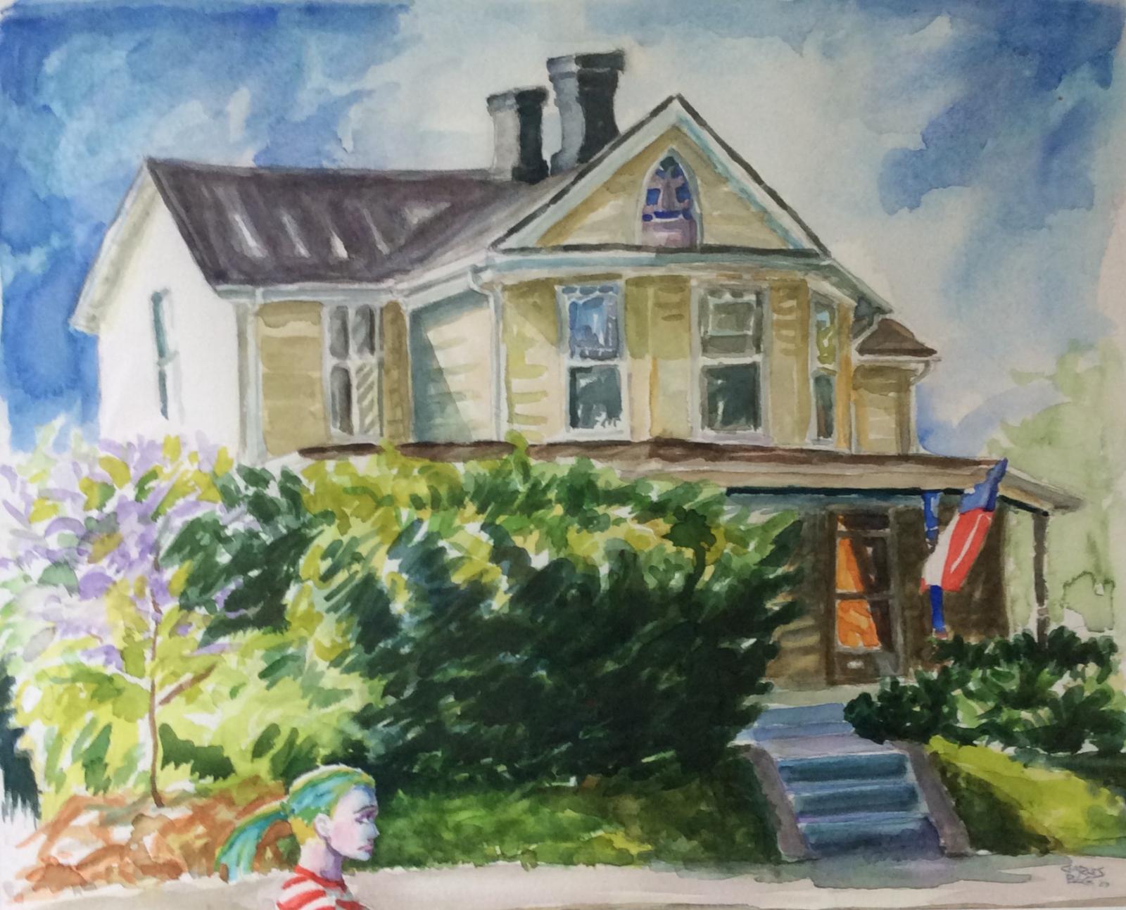 Watercolor based on real scene, created from imagination.