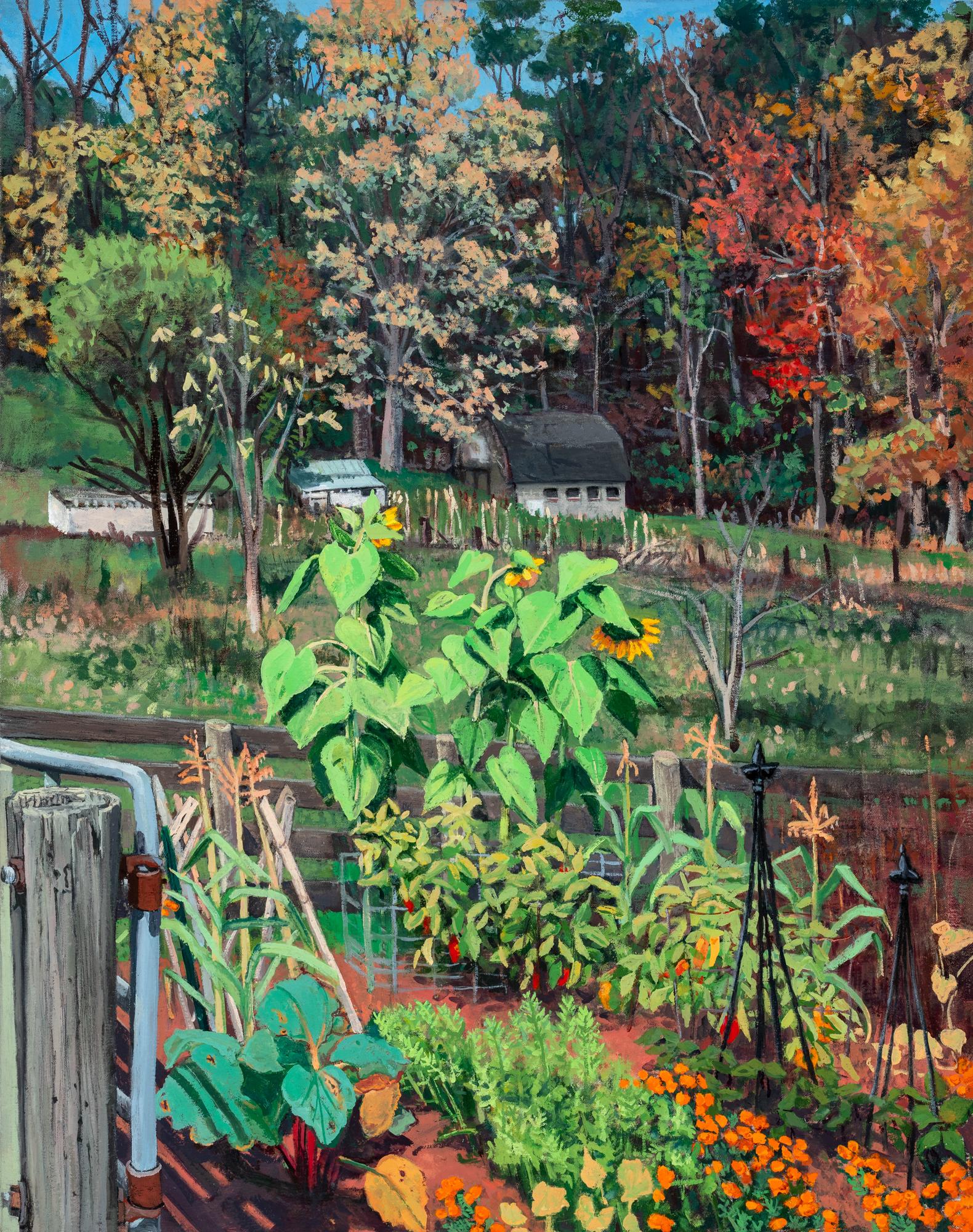 Oil on Canvas painting of the artist's garden 