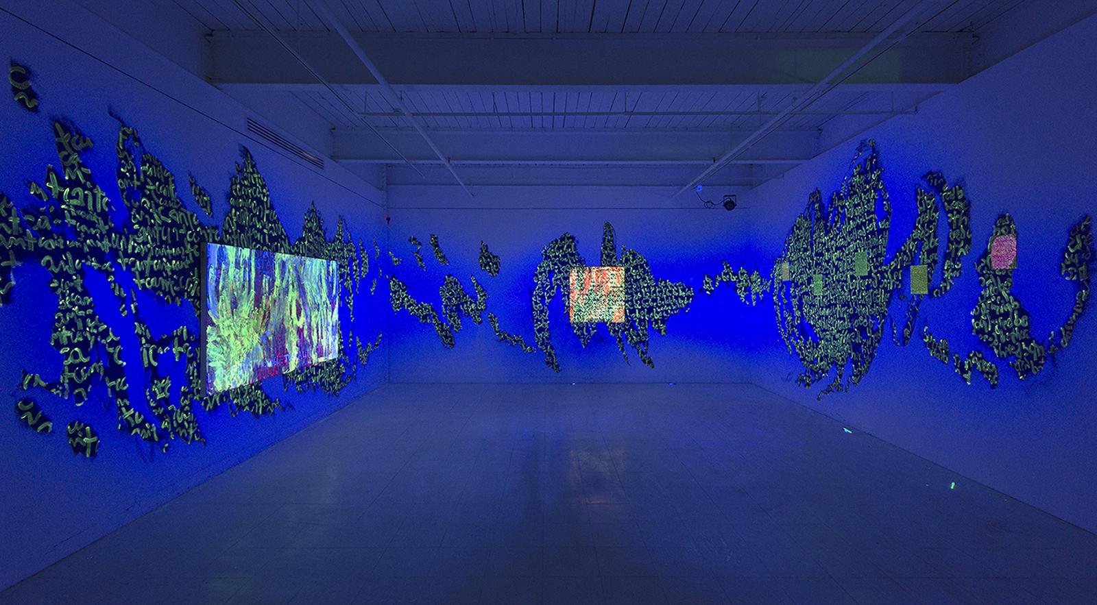 installation view in UV light