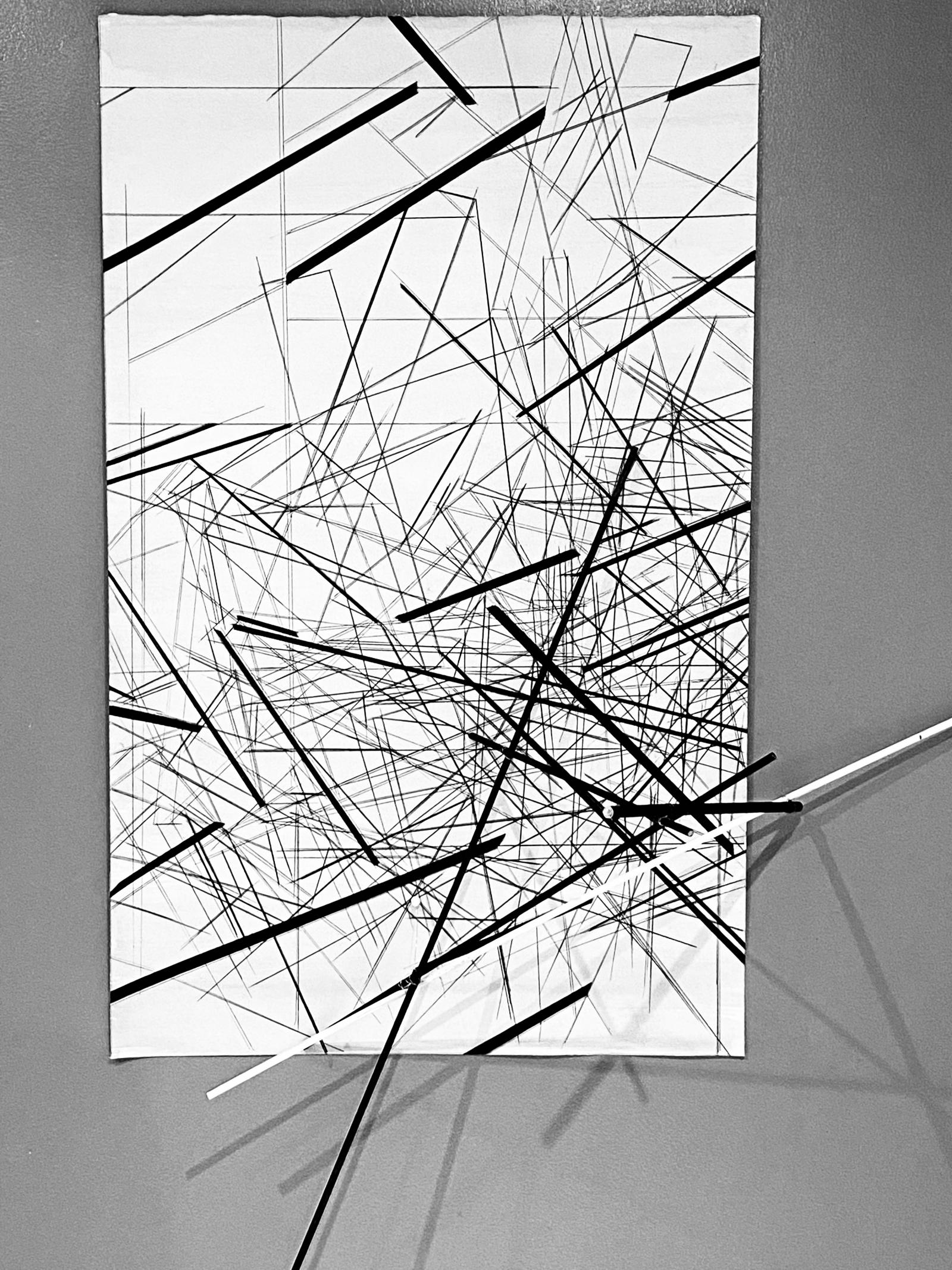 Time Lines:
In Time Lines (2015-current), shadows lines cast by the sun are traced in relation to architecture. Surprising harmonies and alignments emerge during the mark making process.