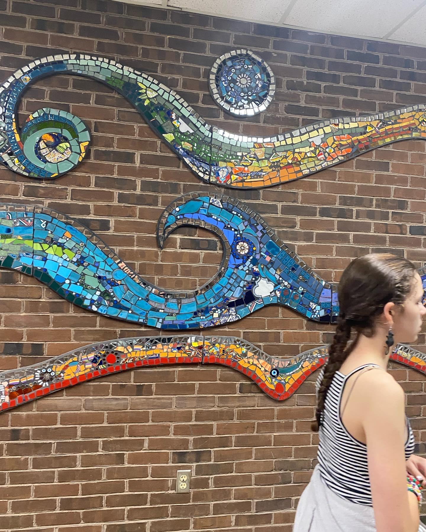 Collaborative Mosaic Project created at South Hampton Middle School combining visual creation with building community within students by teaching active listening, sharing circles, and nervous system regulation techniques
