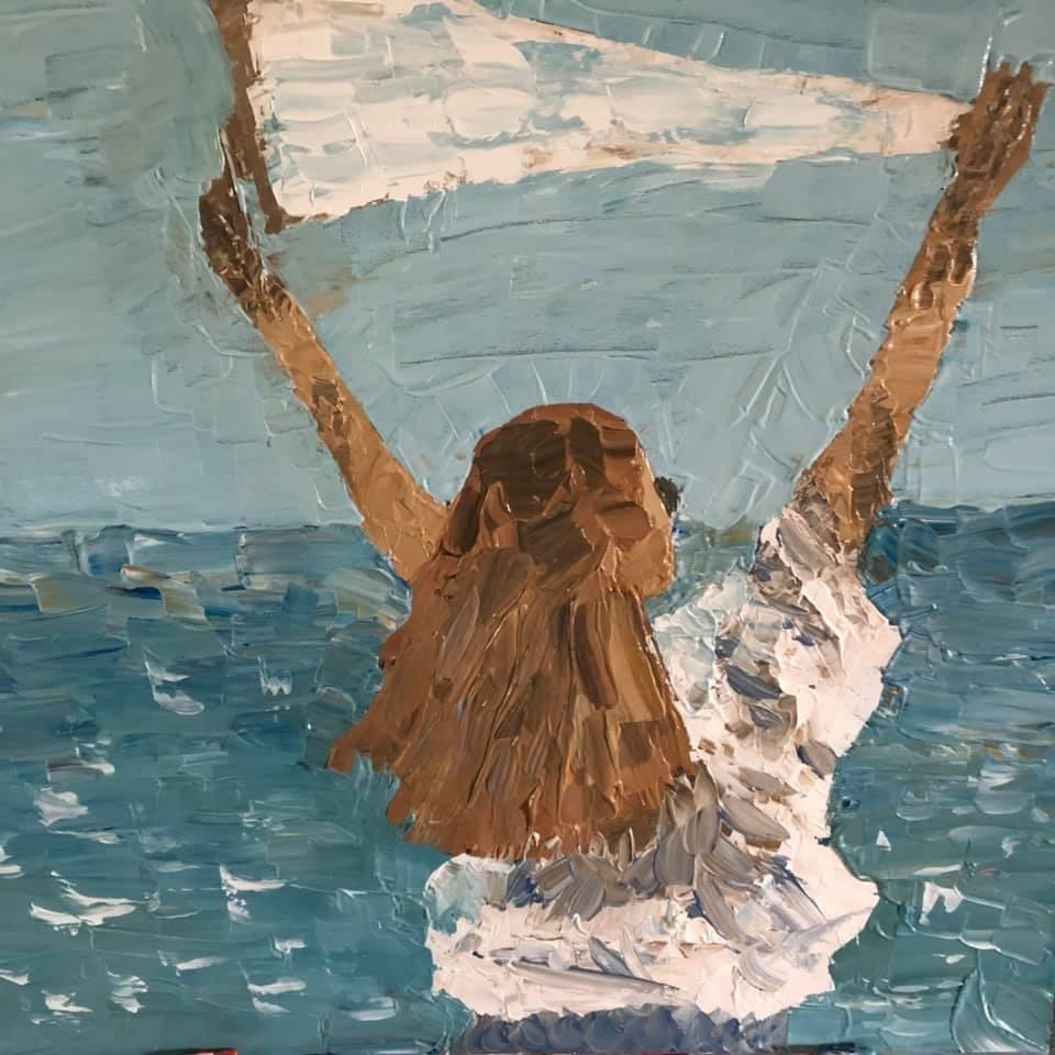 Liquitex Heavy Body Acrylic with painting knife on canvas