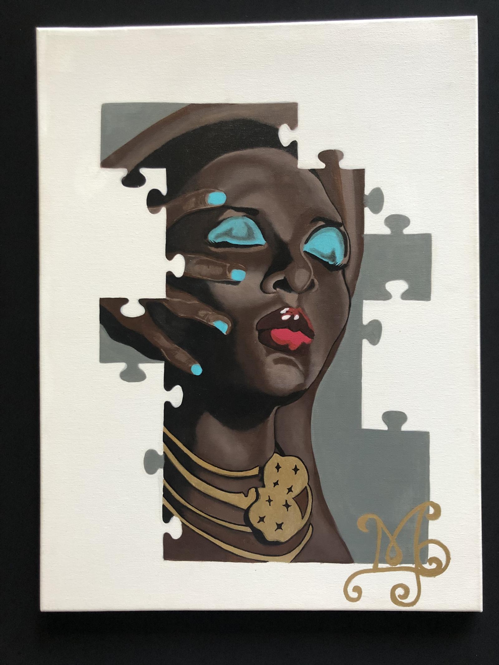 A puzzle themed portrait displaying the beautiful shades of black women.