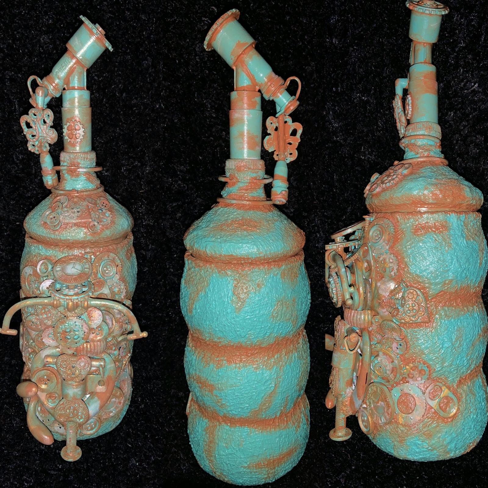 Mixed media altered steampunk jar