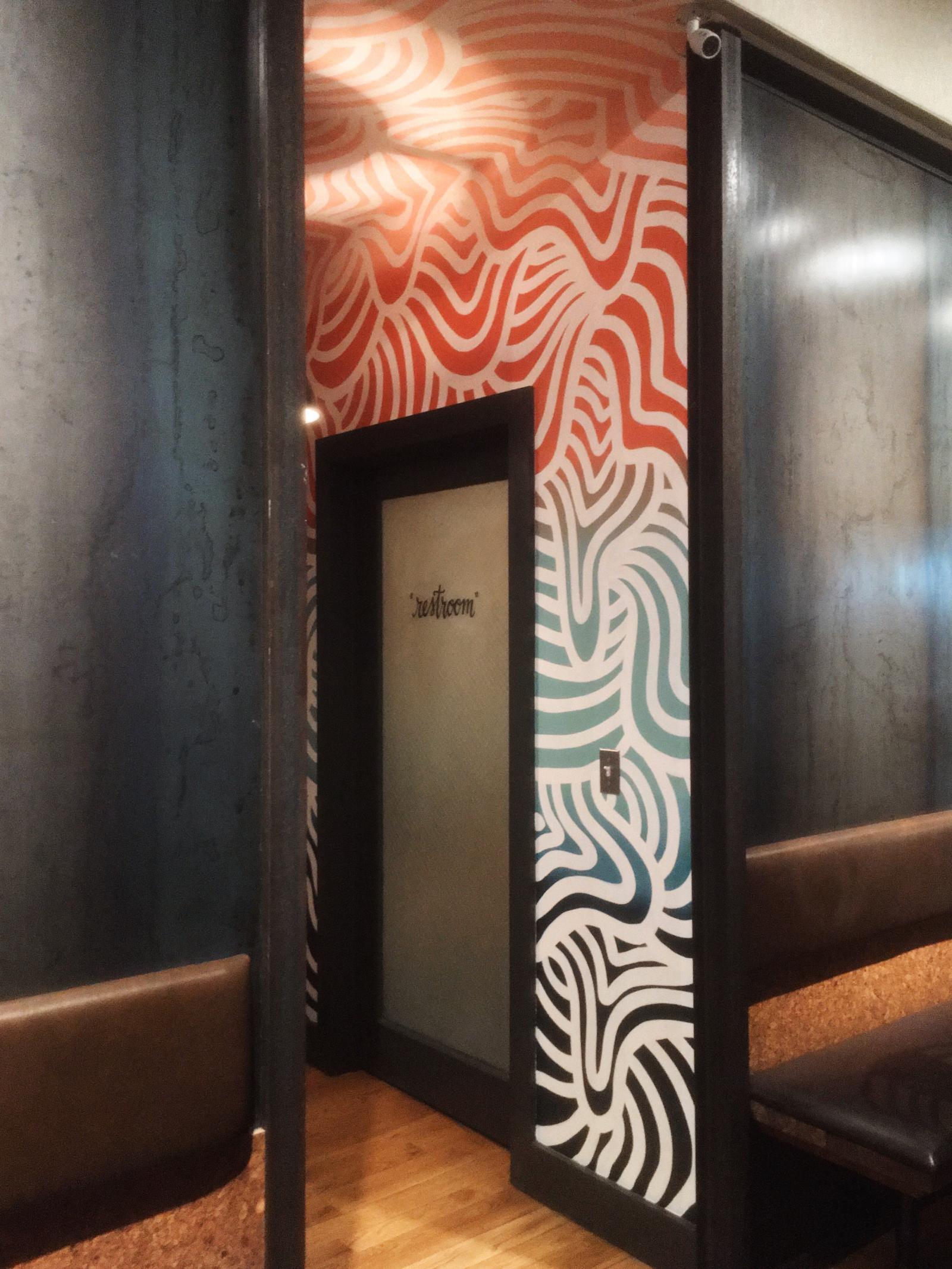 Mural applied to the walls and ceiling of Hampden restaurant, The Food Market.