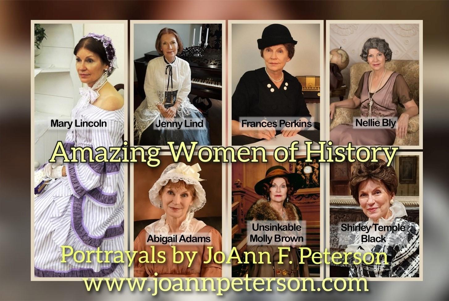 Photos of each of the women portrayed by JoAnn F. Peterson