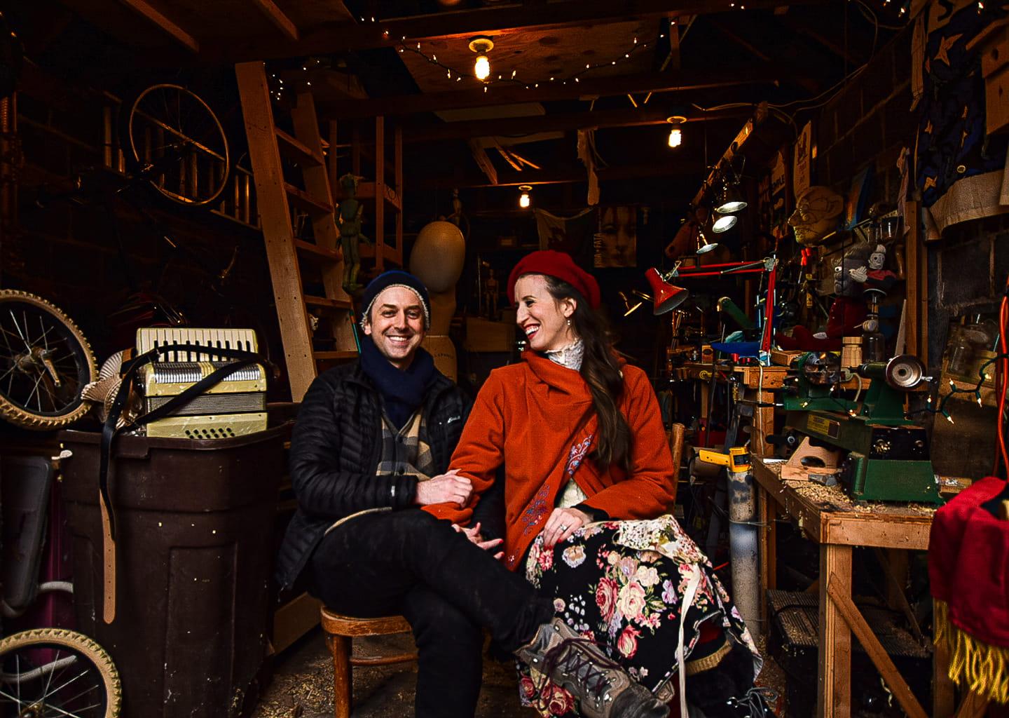 This is us in our workshop, a critical space where we build all of the puppets, props, and set pieces for the shows we make. Photographed by Maya Jackson.