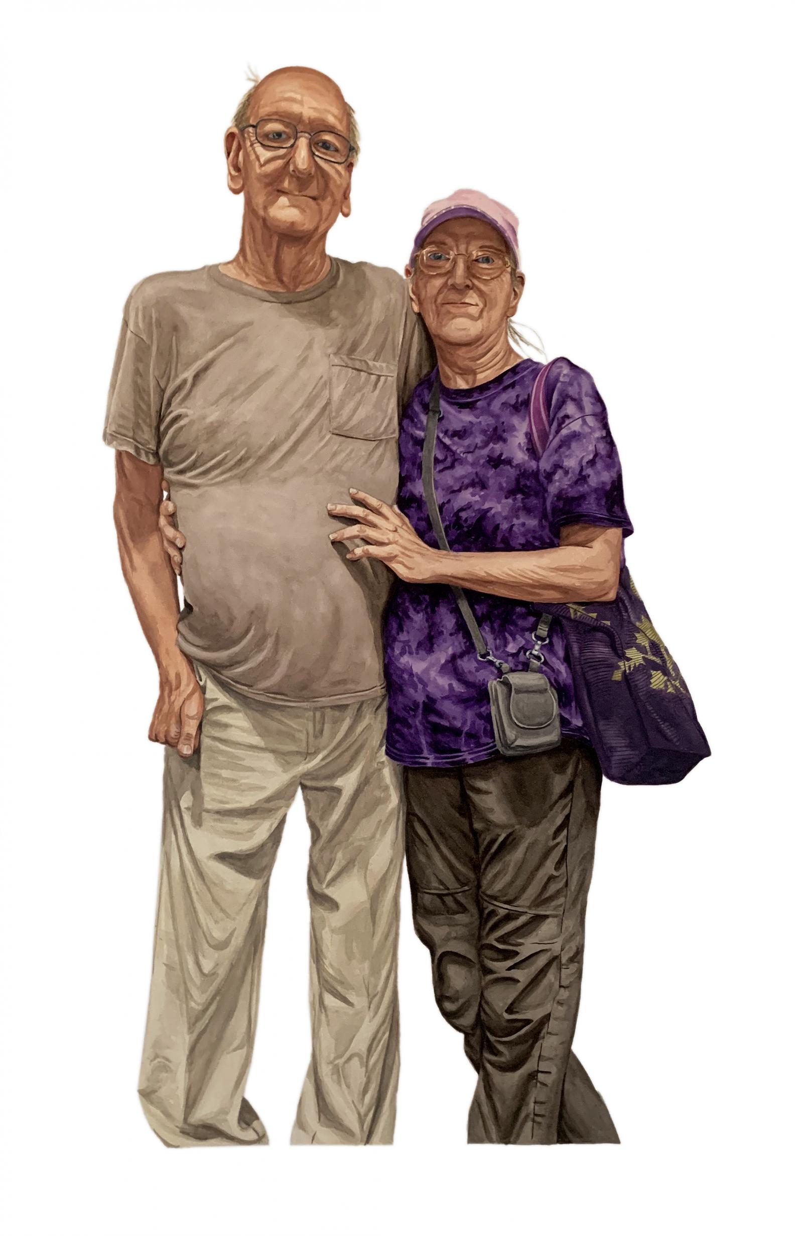 Part of my "2 by 2" series of watercolors of couples I meet in public spaces who are willing to by photographed on the spot 