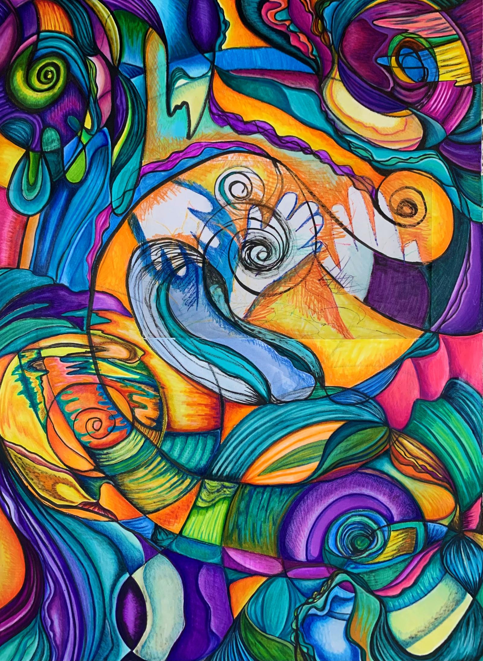 Mixed Media piece inspired by my daughter and our first drawing together.