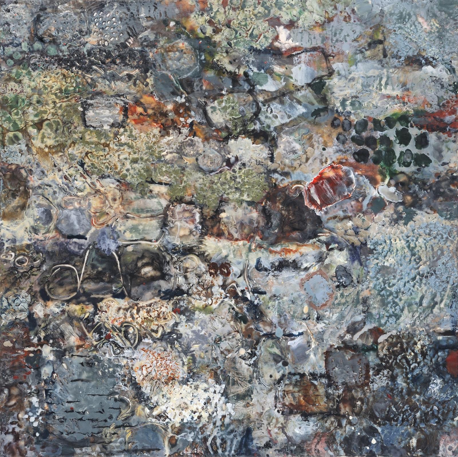 Encaustic painting referencing stone