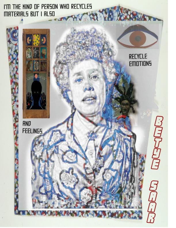 a assemblage collage of Betye Saar and some of her works.