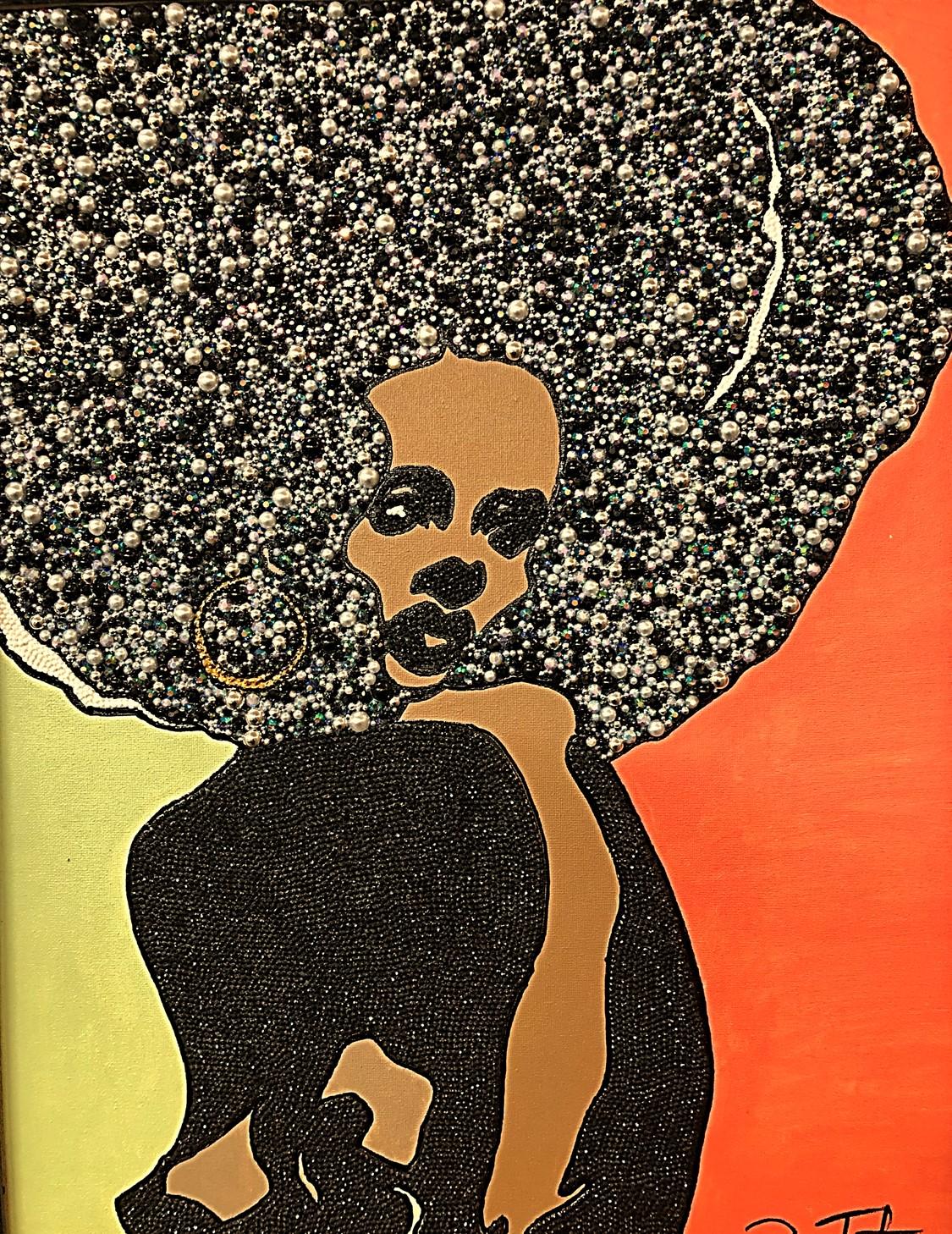 Black Beauty was created to capture the elegance and power of a woman.
This painting was hand drawn and painted with a touch of pearl beads, regular beading to make this artwork pop.
A certificate of authenticity will be provided.