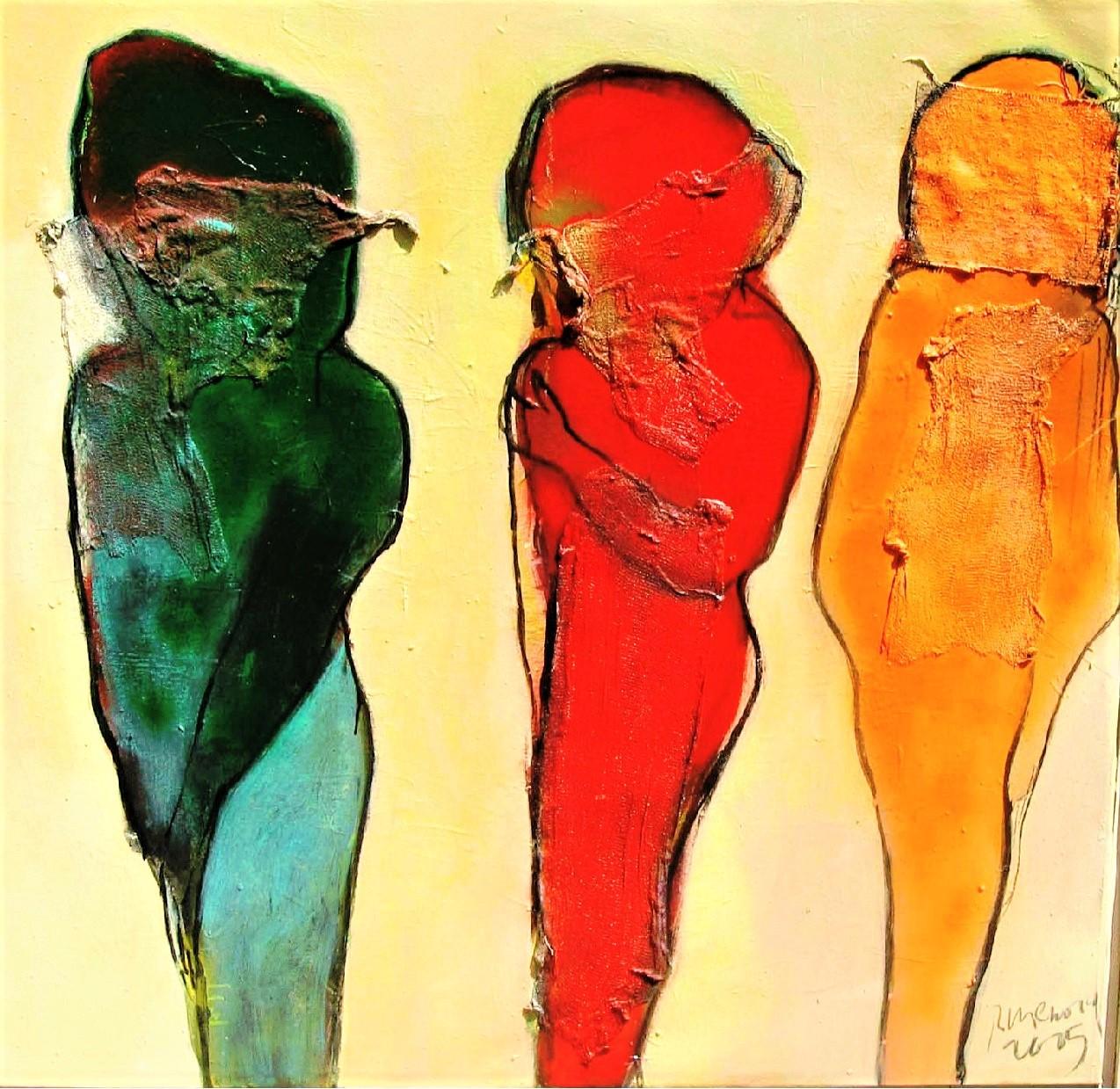 The three figures in the painting hint at subtle sexuality, each reflecting their desire. This piece is associated with ideas about human nature.
