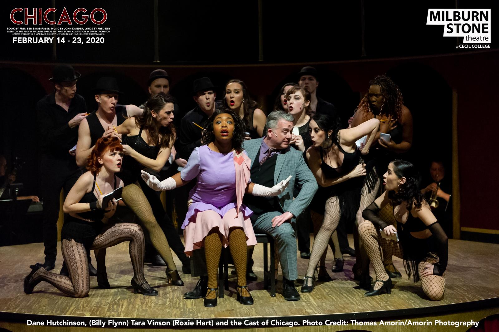 Tara Vinson, Dane Hutchinson and the cast of CHICAGO at the Milburn Stone Theatre. Choreography by Katie Gordon, Music Direction by Matt Casarino, Direction by Andrew John Mitchell and photography by Thomas Amorin.
