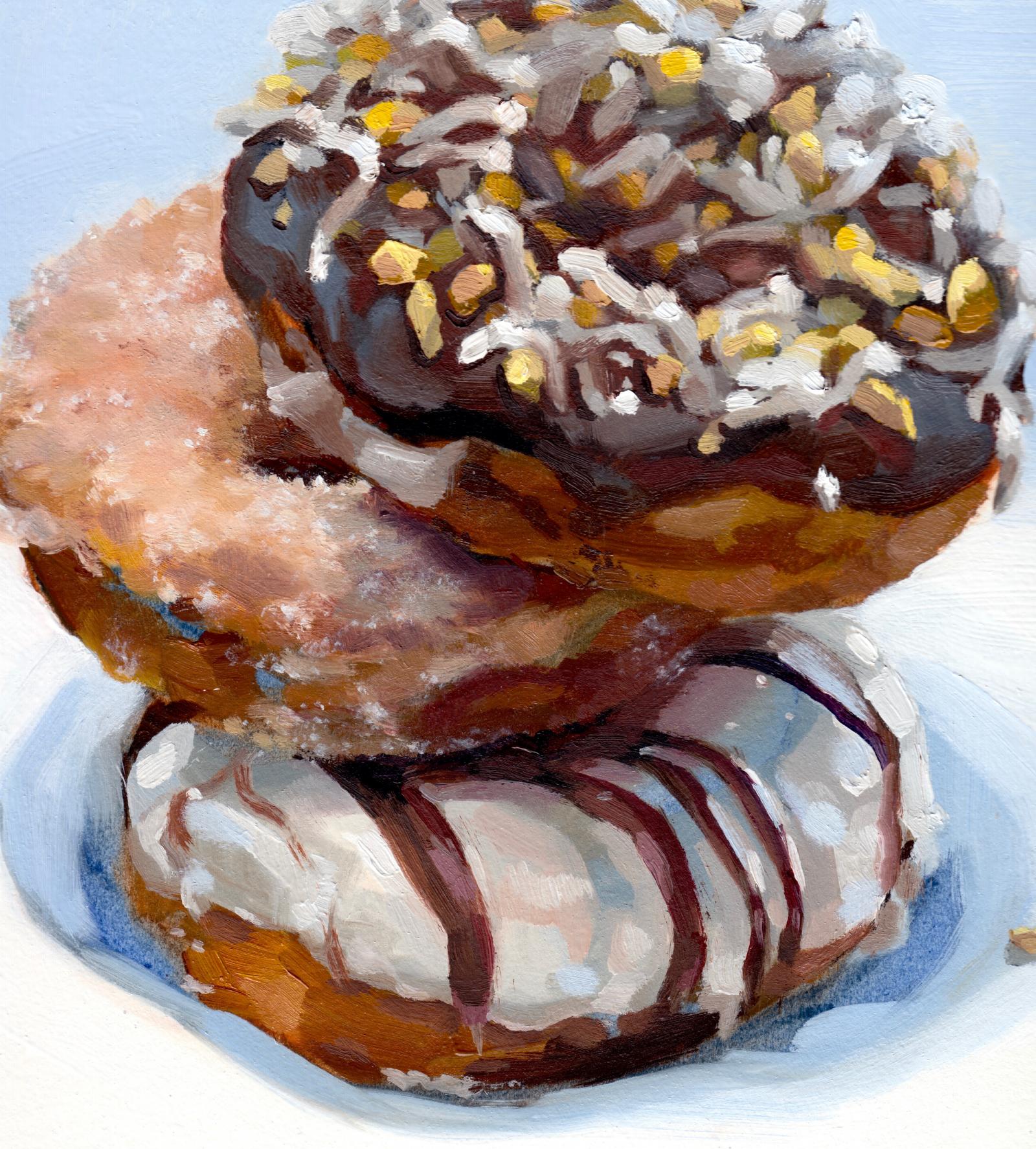 I like to depict the tantalizing aroma of fresh doughnuts for my Daily Painting series, "Doughnuts for Breakfast".
