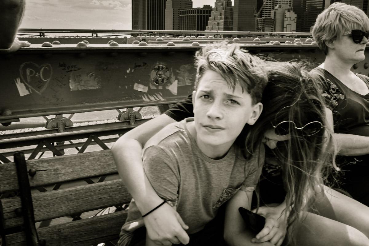 Part of the 21 Days : NYC series. The series is comprised of street portraits made over 21 days in 2018. The series debuted during a solo show at the Creative Alliance in 2019. This particular image was made on Day 18 while walking across the Brooklyn Bridge.