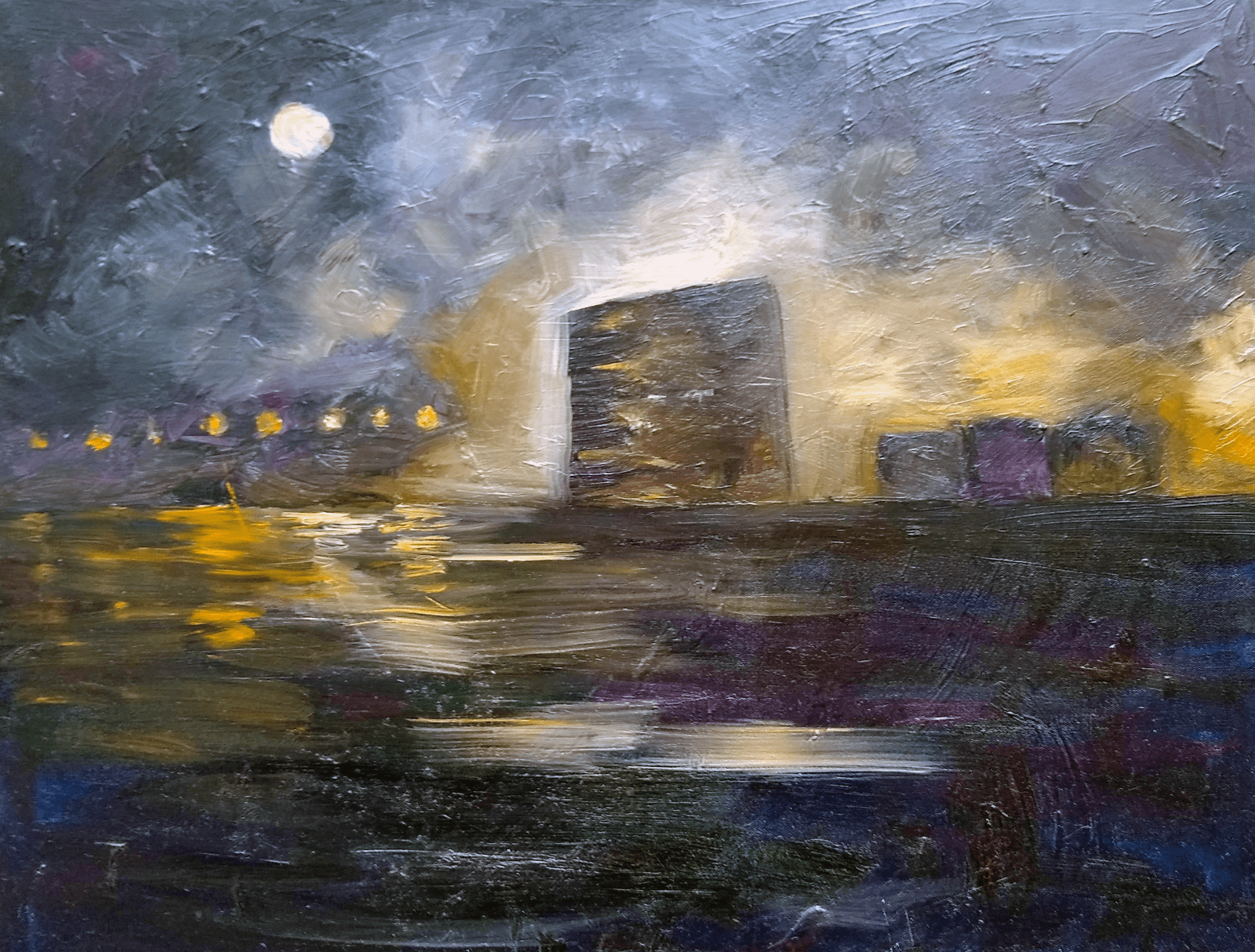 Painted during the construction of Silo Point, Baltimore Harbor view from Canton waterfront.