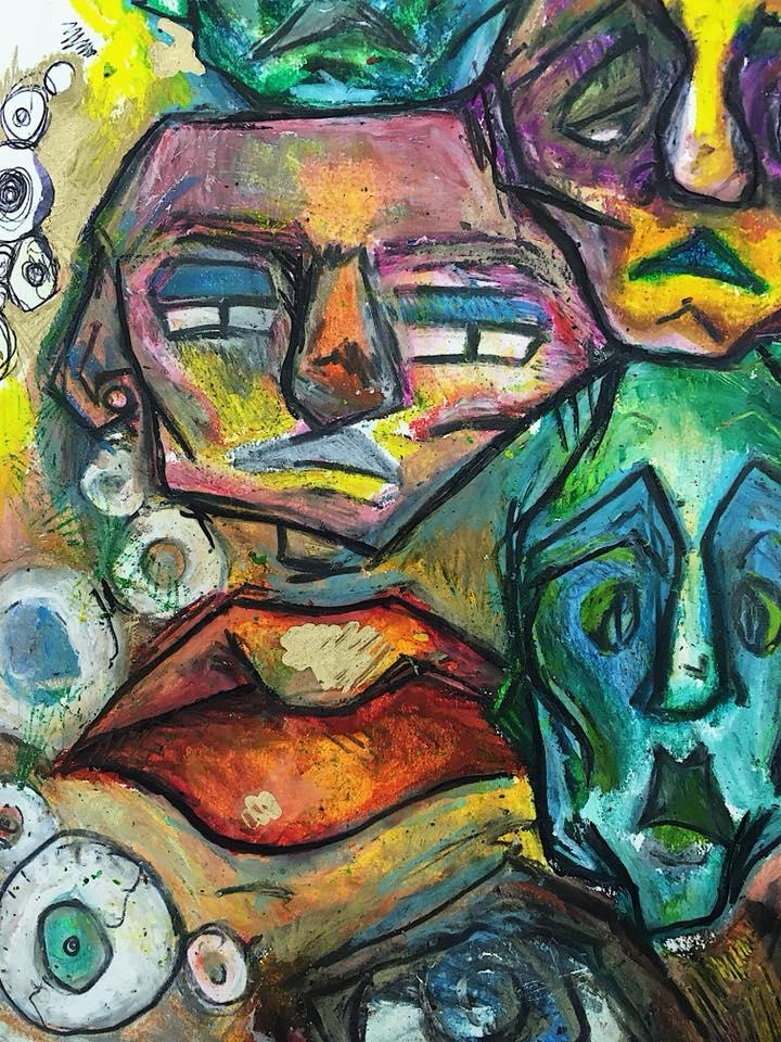 Many Exaggerated Faces on Paper