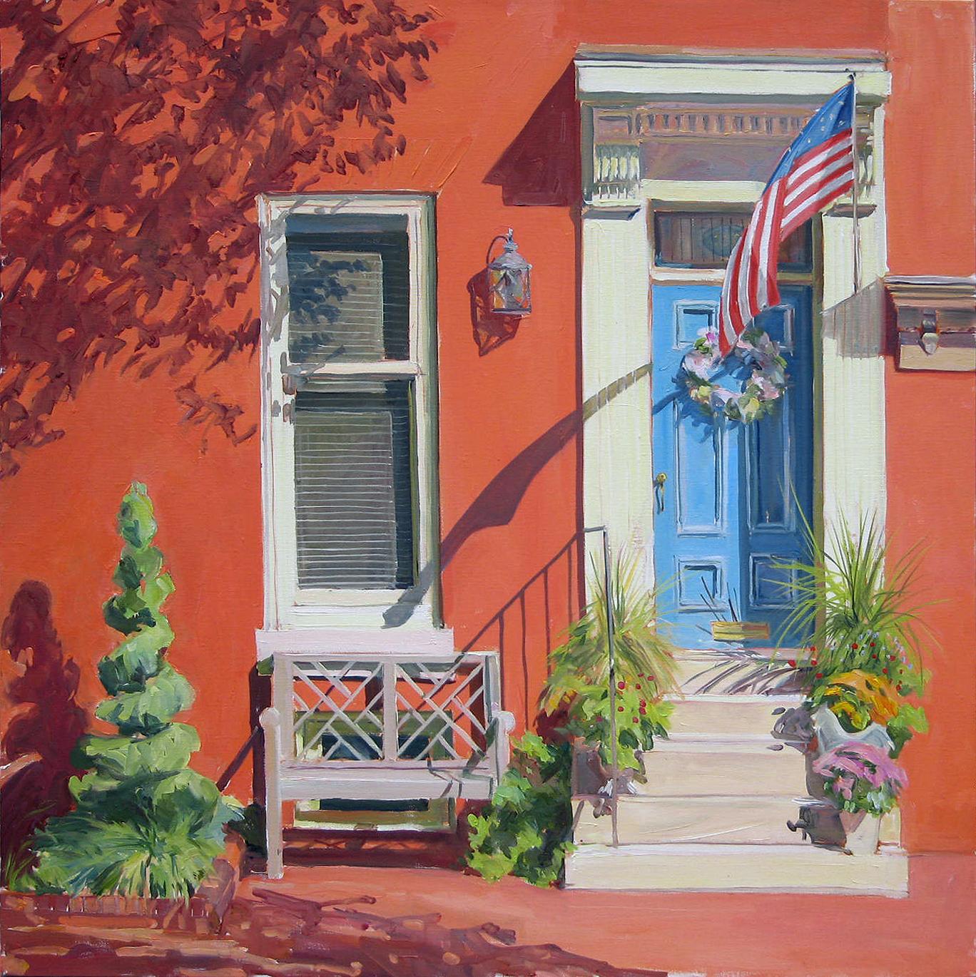 "Dressed" oil plein air painting. This piece is of a home on Lee Street in Baltimore MD. I visited this scene a good 7+ visit in order to complete.