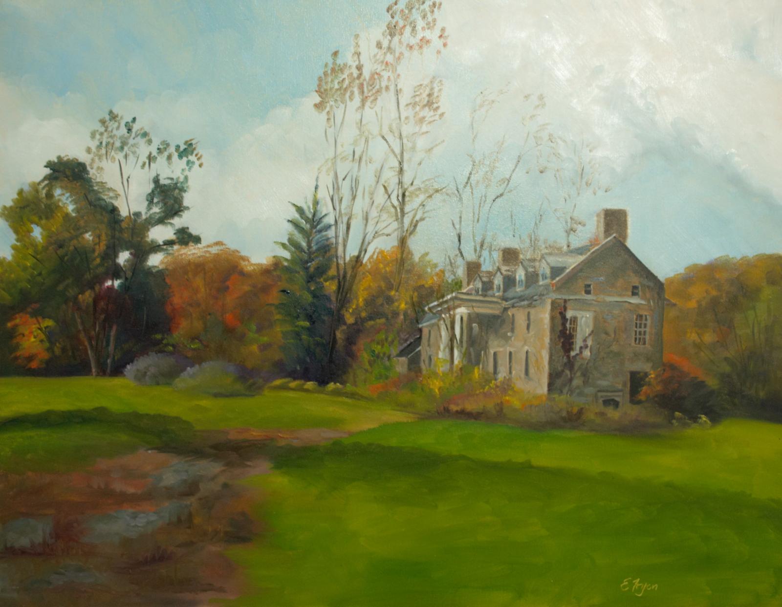 I was commissioned to paint an updated barn on this property and saw the old manor house that is deteriorating.  It tells a story of a time past when many of the wealthy had summer homes in Harford County.  I want to go back again and paint a different view, though it is in dis-repair it still stands with dignity.  