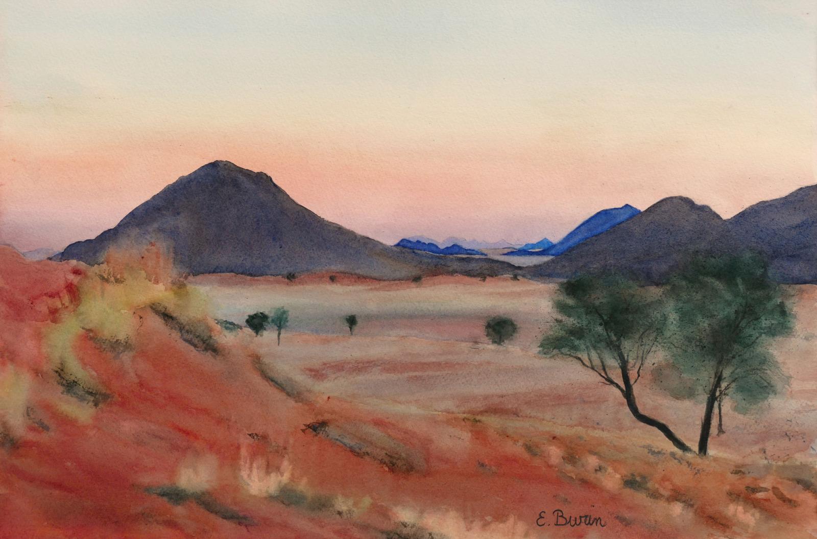 Desert landscape at twilight