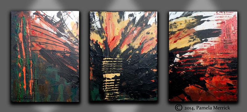 I had a great time painting this piece. It's earthy, warm, and can add great drama to any room.