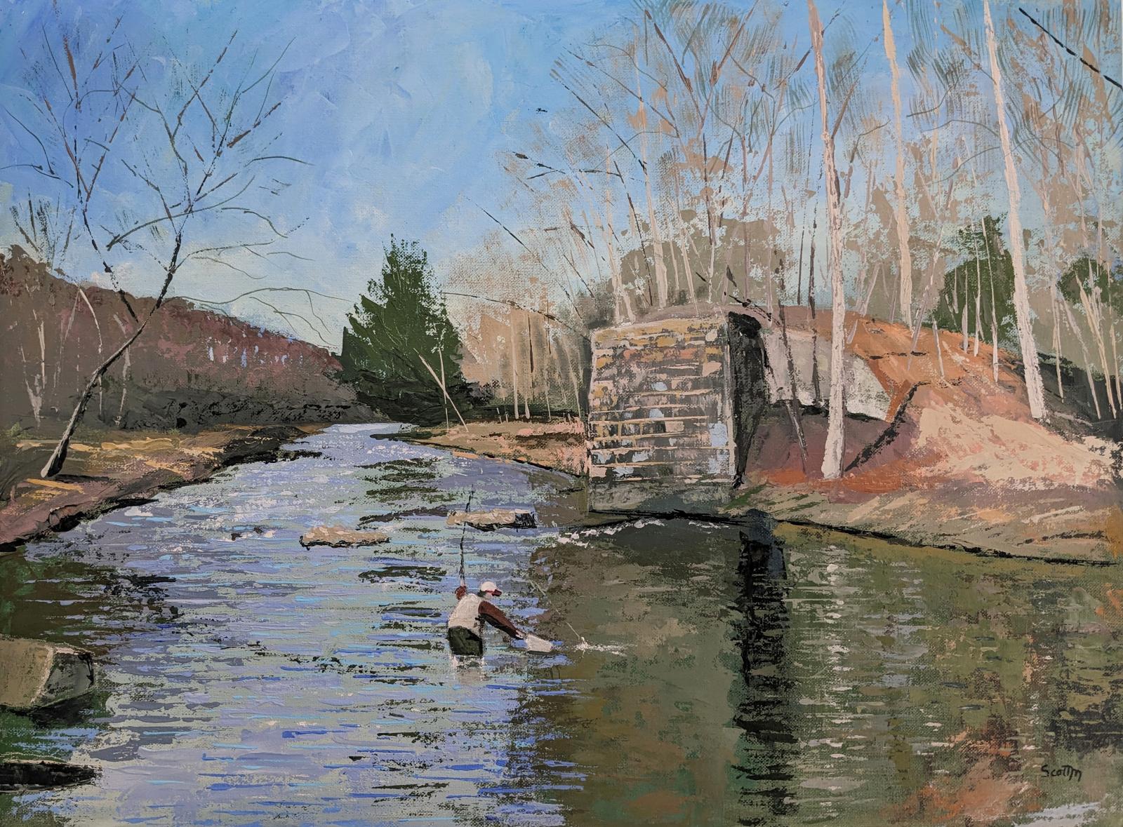 This is a pallet knife rendering of a scene in Harford County.