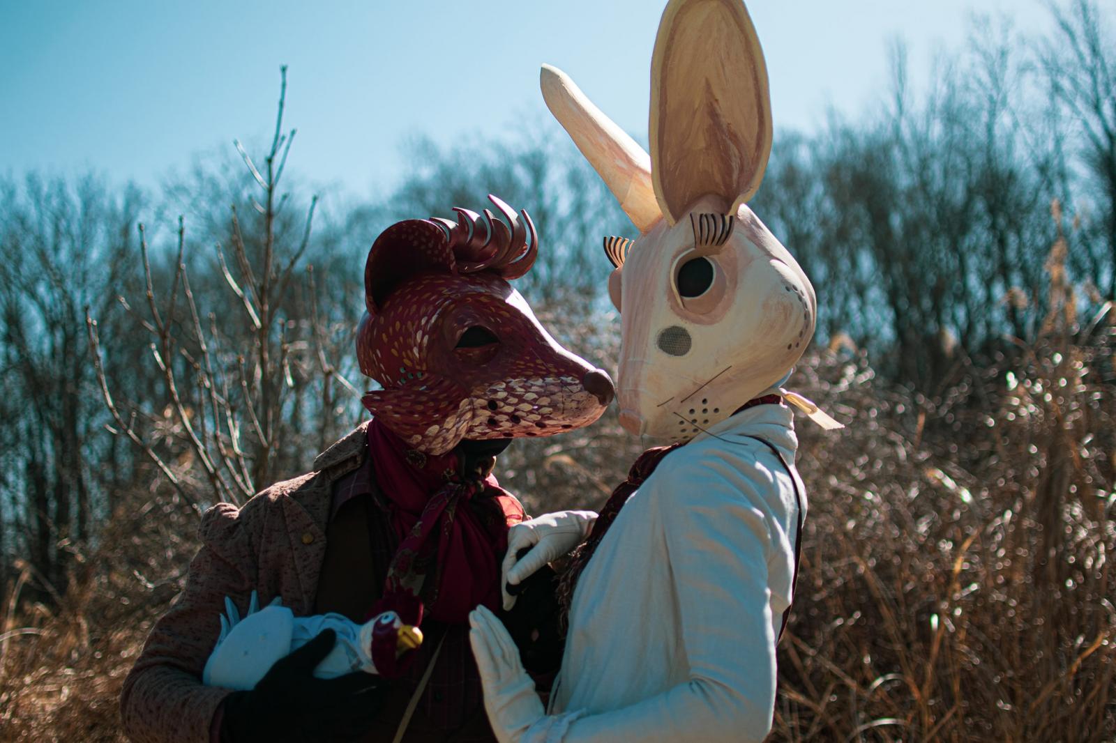 These masks were created using a flat patterning technique for a Spring Equinox parade with Happenstance Theater in 2021.