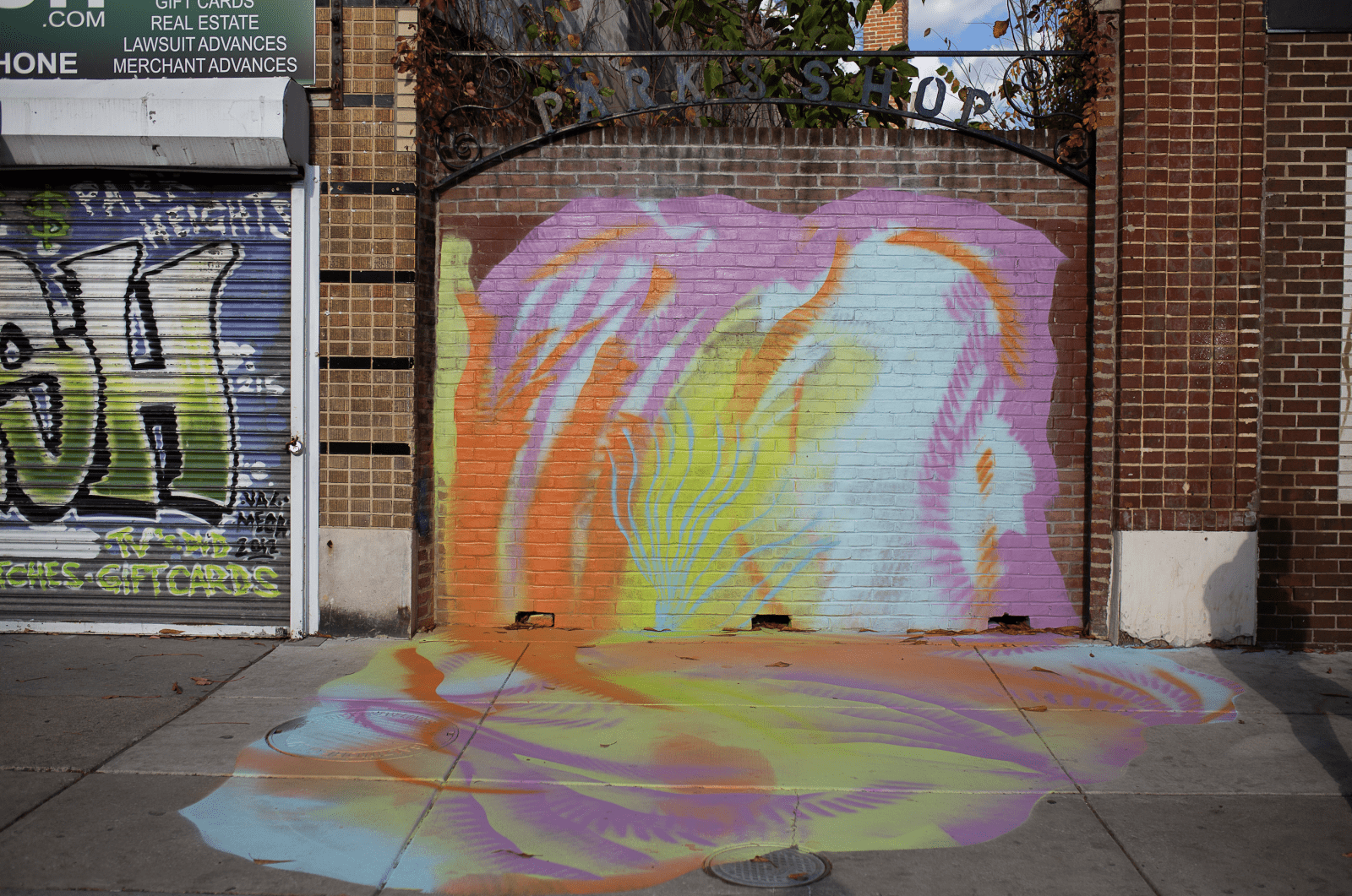 11 horizontal murals outside of small businesses on Park Heights Ave. through a city initiative called Design for Distancing --- Developed in the summer of 2020 in response to COVID-19 and the challenges faced by local businesses, the Design for Distancing program called on Baltimore’s world-class design and public health communities to develop innovative approaches to safe, physically distant gathering.