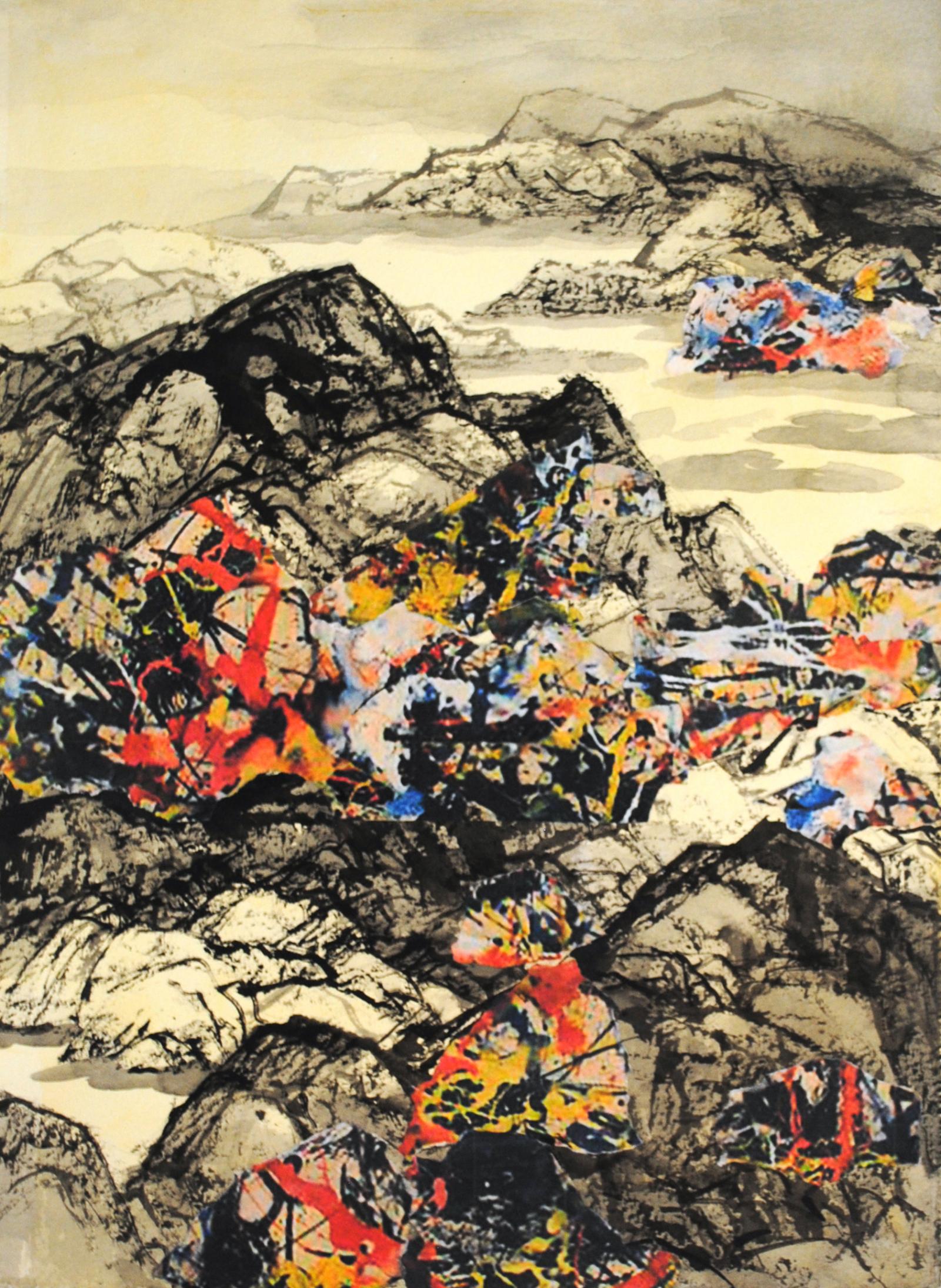 Landscape of Mountains with Collage