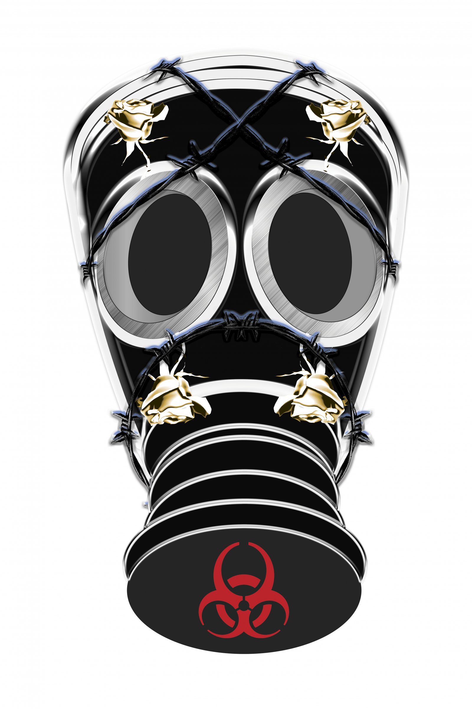 This was inspired by a video game I used to play called Battlefield 1. I belonged to a gaming clan and would make web banners for teammates. This was part of one I made for myself. I liked the outcome of the mask that I made it into it's own entity so to speak. About 90% of this was created in Adobe Illustrator. The effects on the goggles were done in Adobe Photoshop. I had this printed onto a couple of t-shirts and a piece of aluminum though all in black and white. I added the color recently and I like it even more.