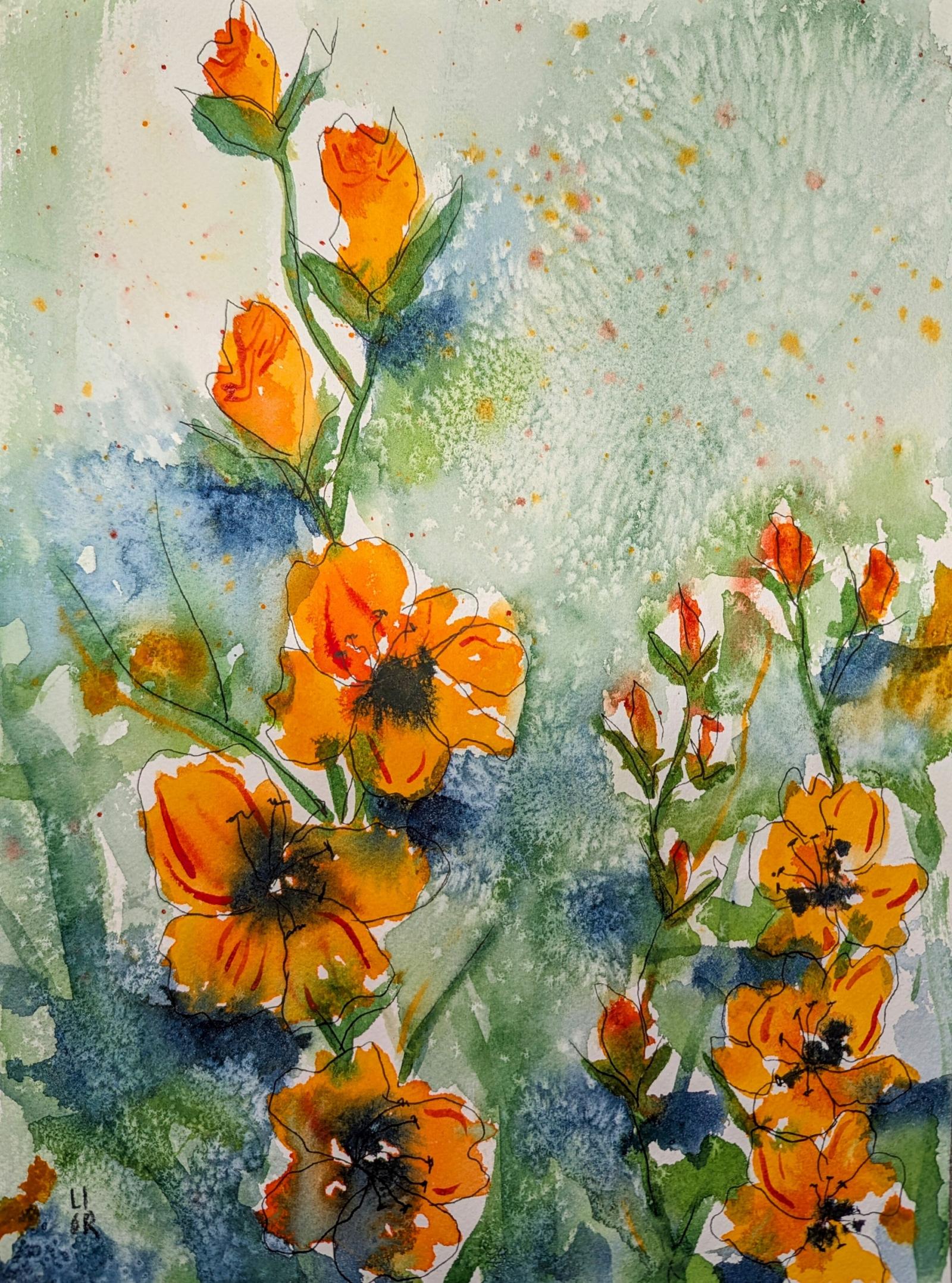 Inspired by the process of growing gladiolus from bulb to bloom, and the joy of their emergence and their dancing in the wind.