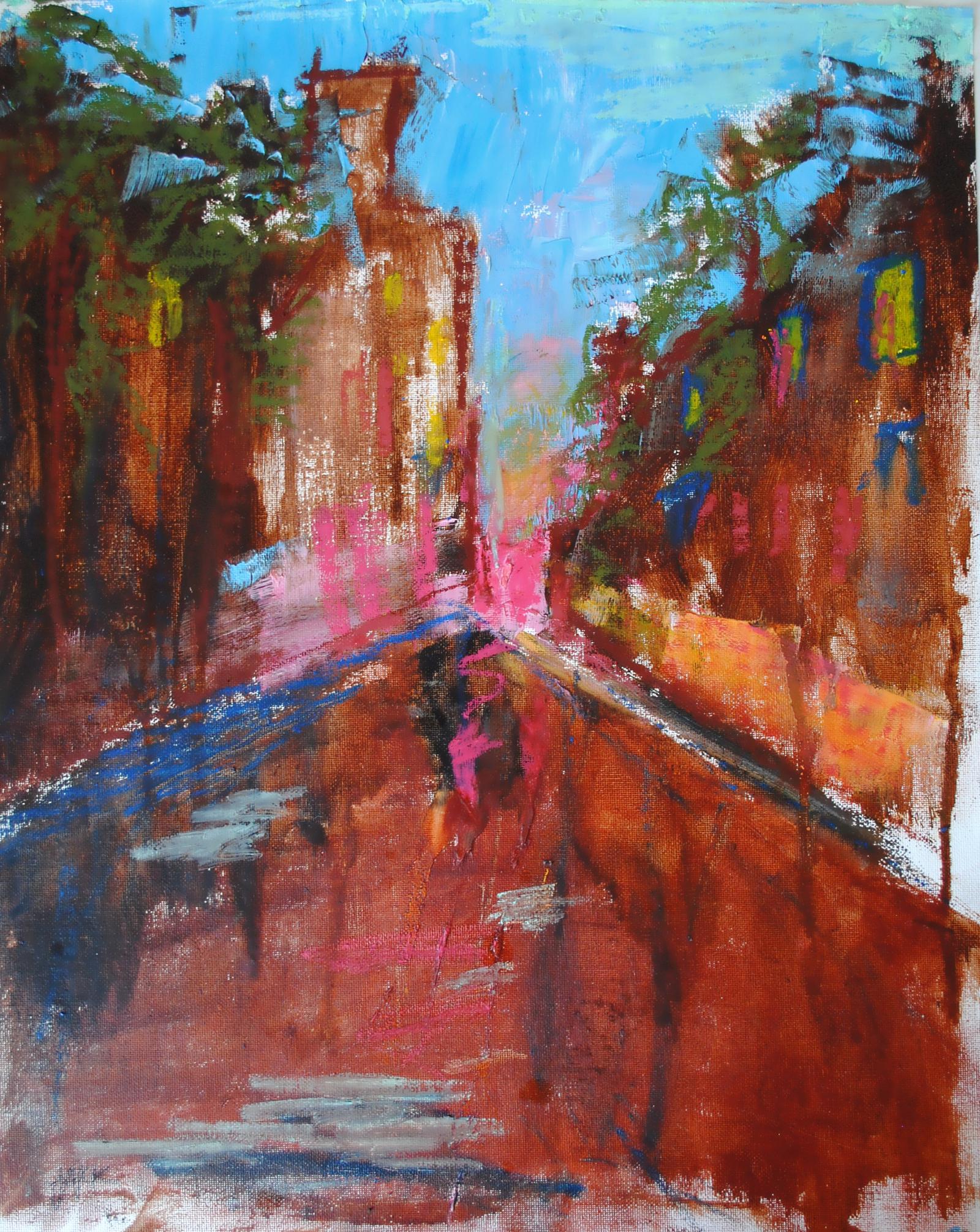 Abstract painting of a sunset