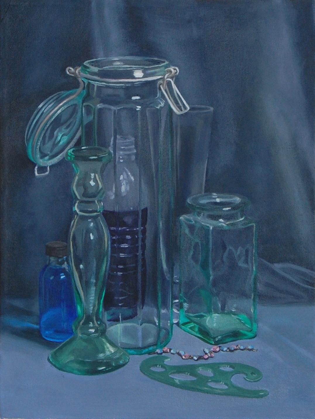 still life arrangement of translucent objects