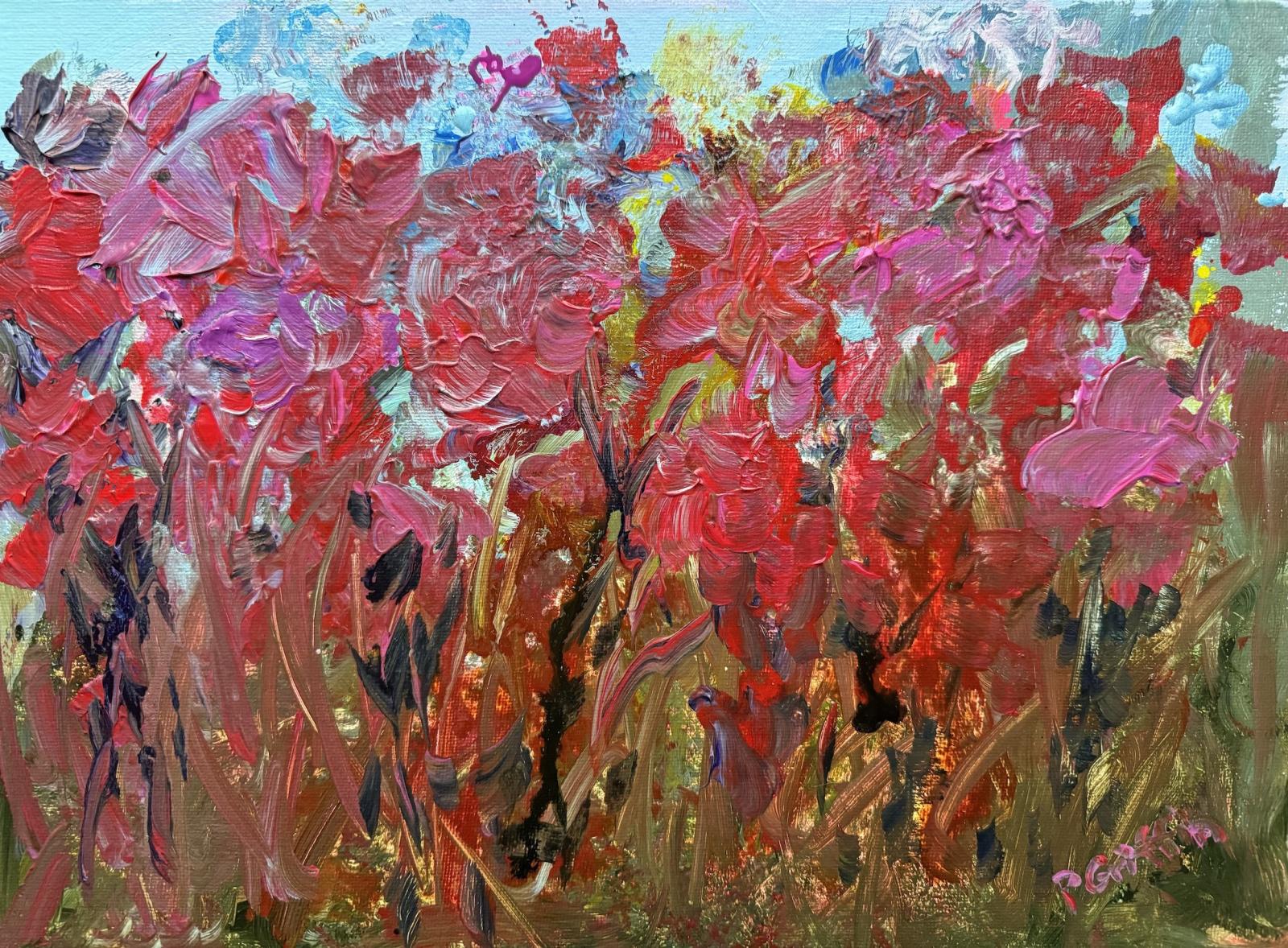 Expressionistic painting of poppies