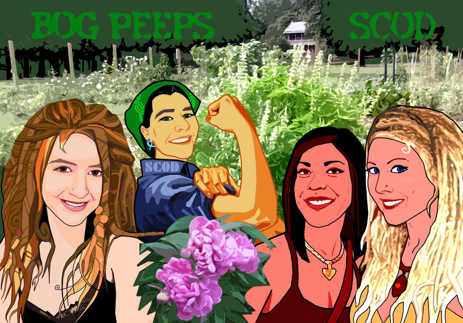 SCOD = Sustainable Cooperative for Organic Development; Promoting organic gardening and biodiversity; image shows women at the Frederick Community Gardens in Maryland